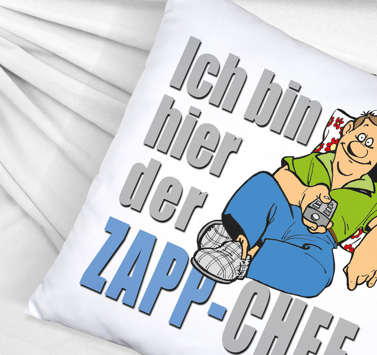 Ich bin hier der Zapp-Chef Kissen mit Text in pink
