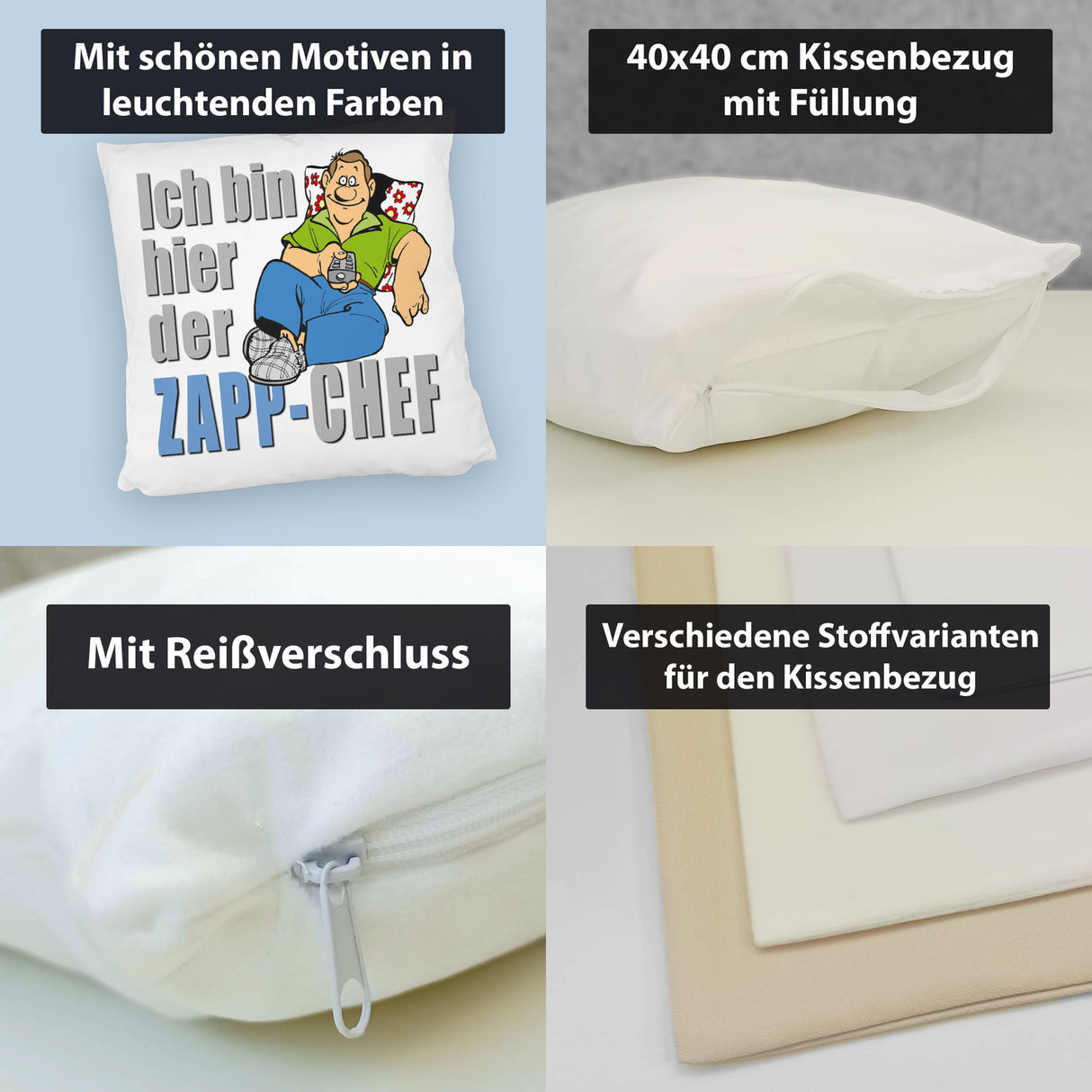 Ich bin hier der Zapp-Chef Kissen mit Text in pink