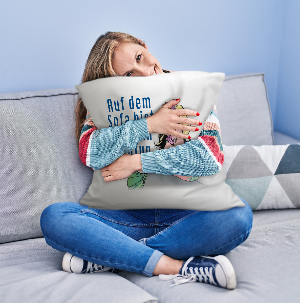 Meerjungfrau Kissen mit Spruch Auf dem Sofa bist du mein Neptun