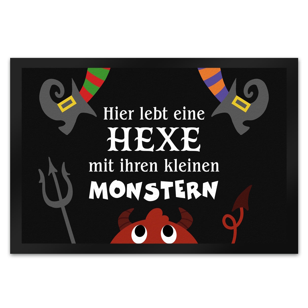 Monster Fußmatte in 35x50 cm mit Spruch Hier lebt eine Hexe