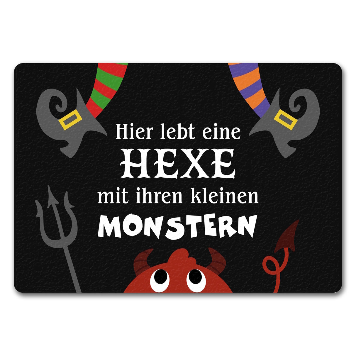 Monster Fußmatte in 35x50 cm mit Spruch Hier lebt eine Hexe