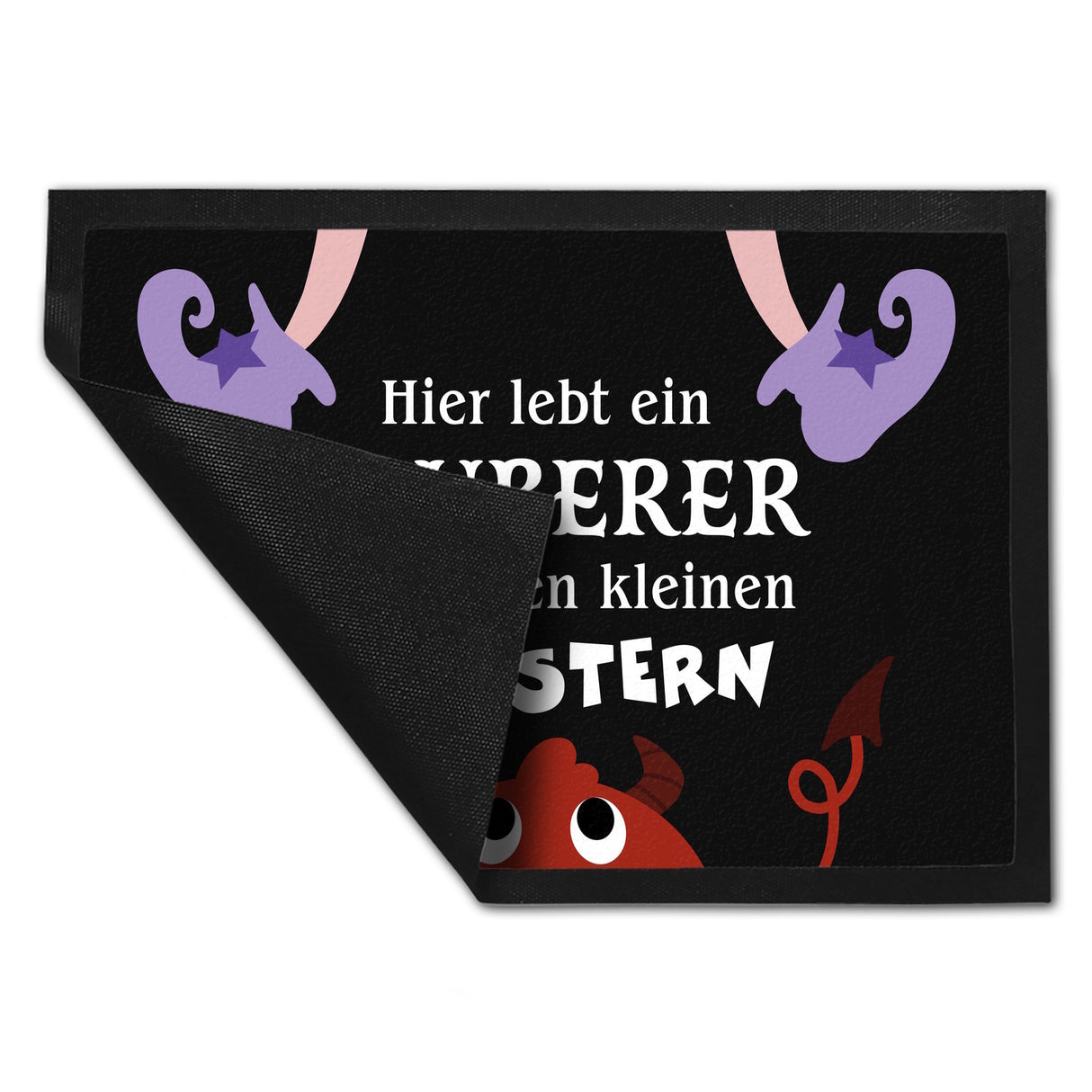 Monster Fußmatte in 35x50 cm mit Spruch Hier lebt eine Hexe