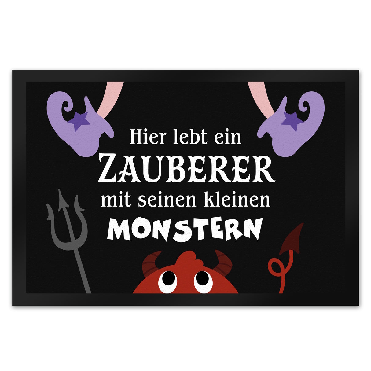 Monster Fußmatte in 35x50 cm mit Spruch Hier lebt eine Hexe