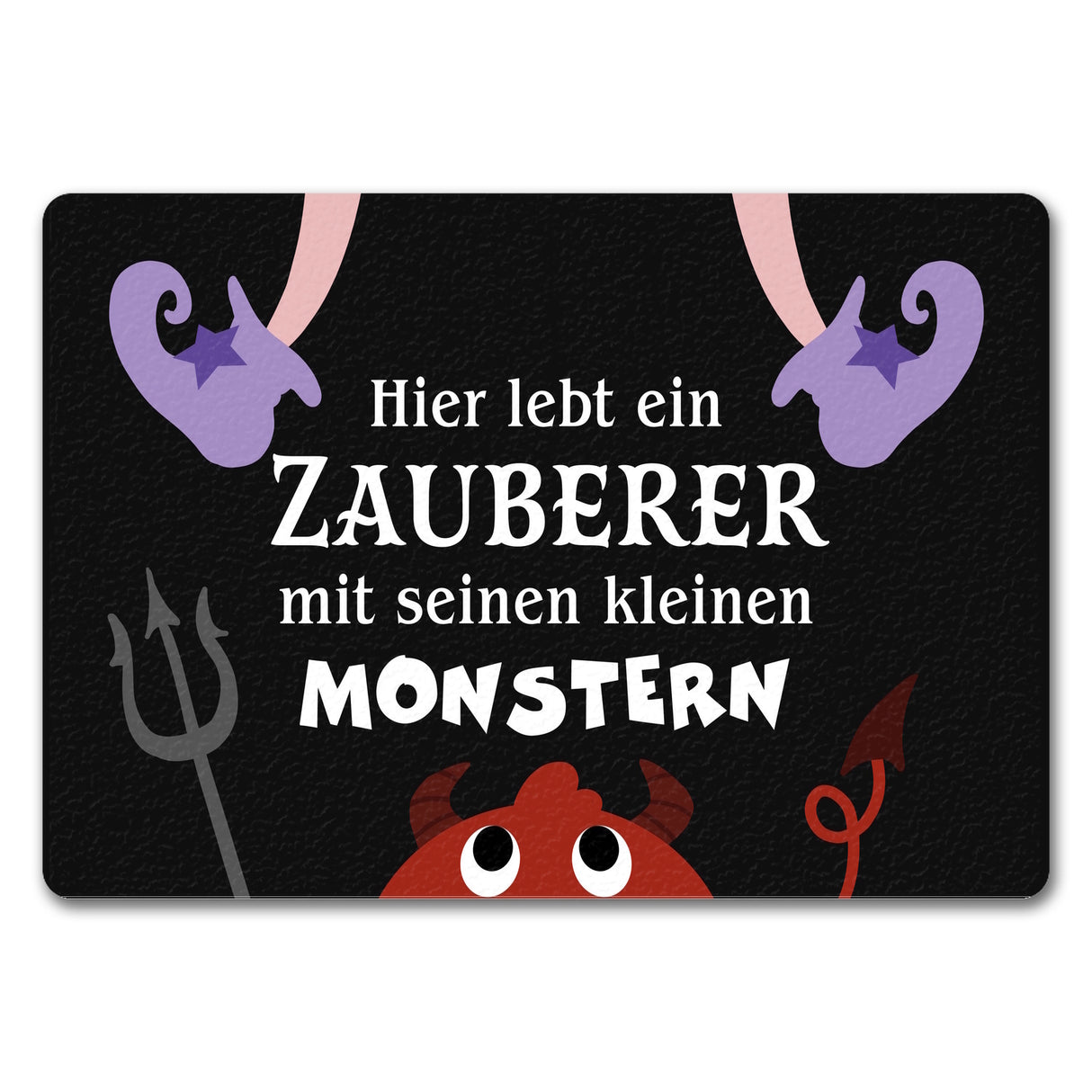 Monster Fußmatte in 35x50 cm mit Spruch Hier lebt eine Hexe