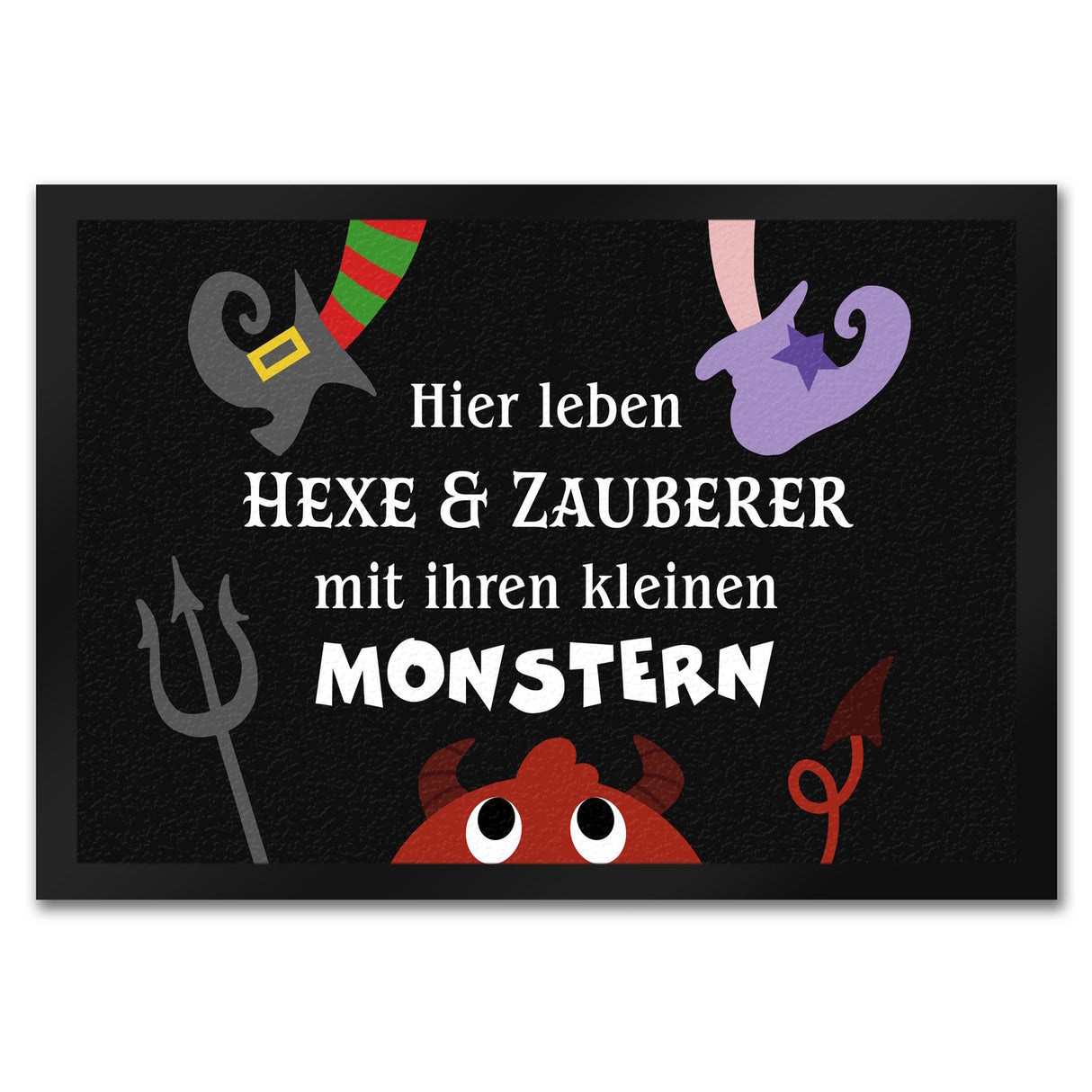 Monster Fußmatte in 35x50 cm mit Spruch Hier lebt eine Hexe