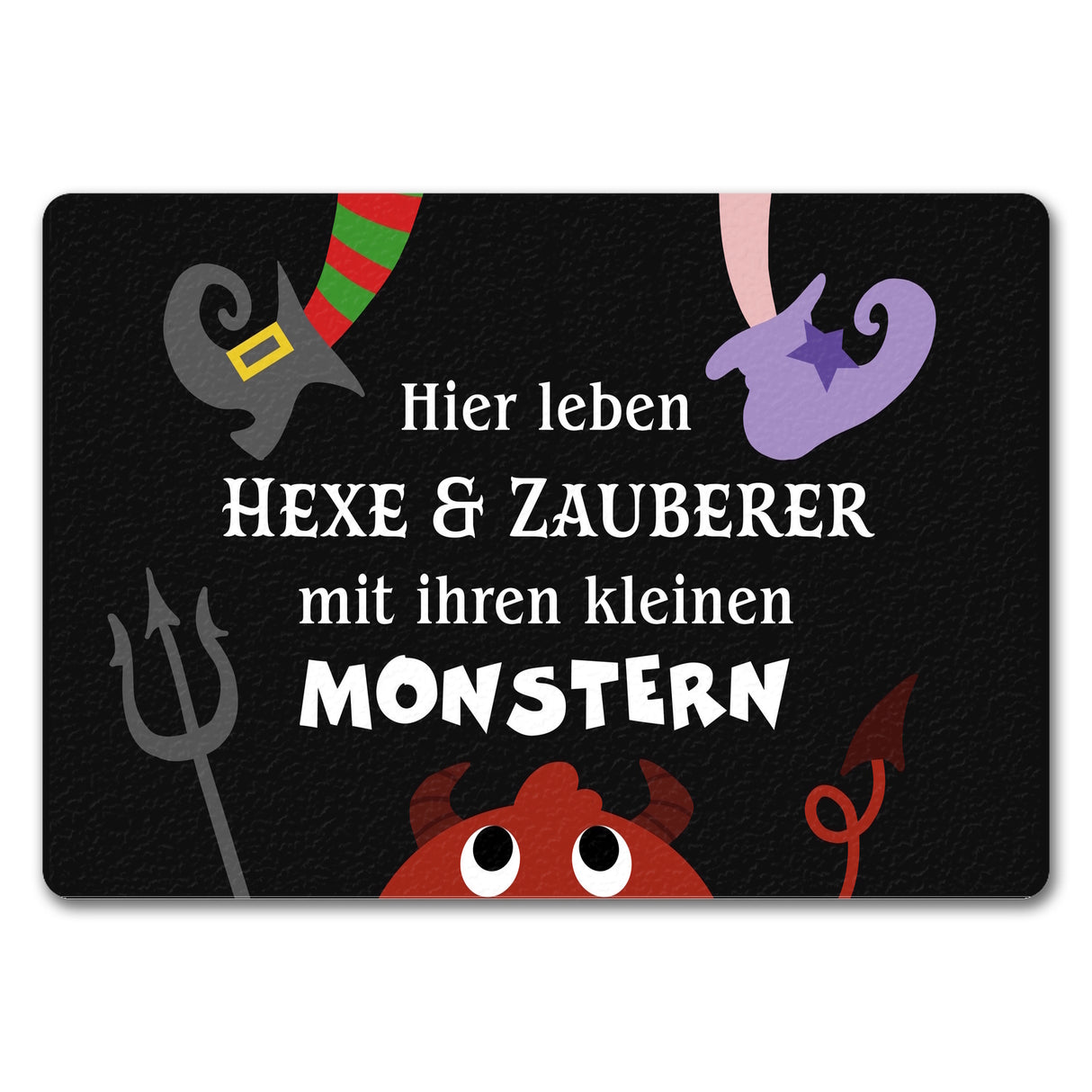 Monster Fußmatte in 35x50 cm mit Spruch Hier lebt eine Hexe