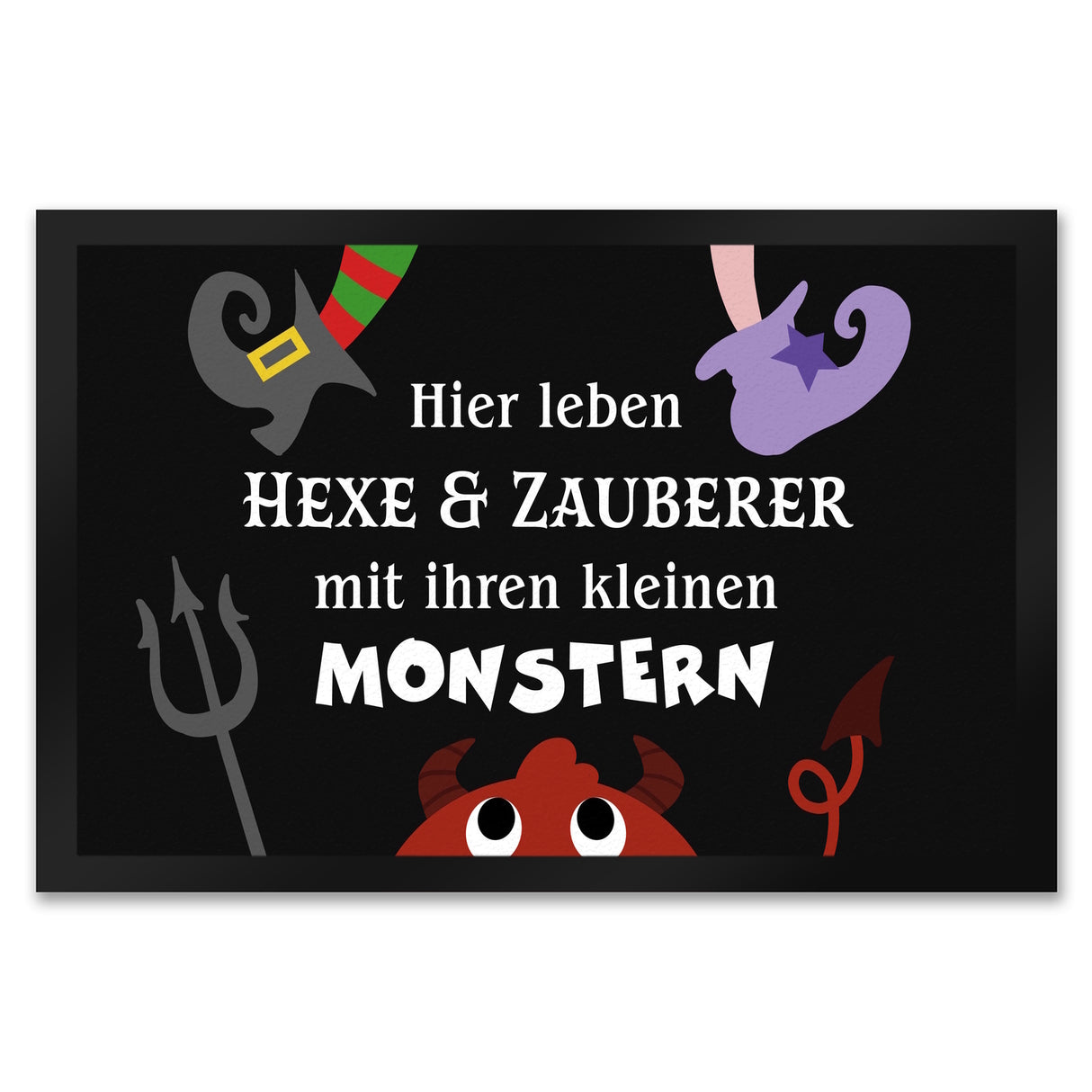 Monster Fußmatte in 35x50 cm mit Spruch Hier lebt eine Hexe
