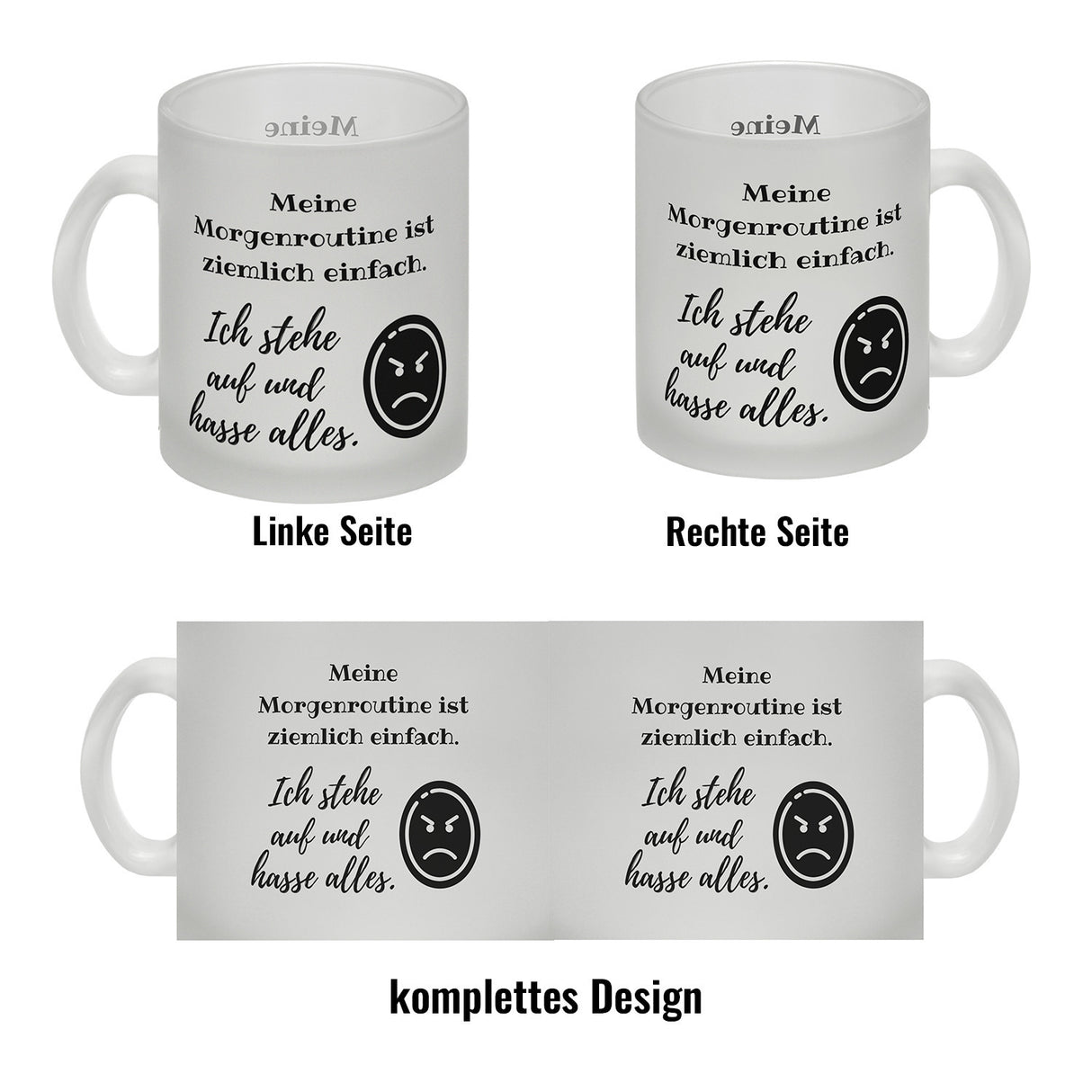 Morgenroutine Kaffeebecher mit Spruch Ich stehe auf und hasse alles