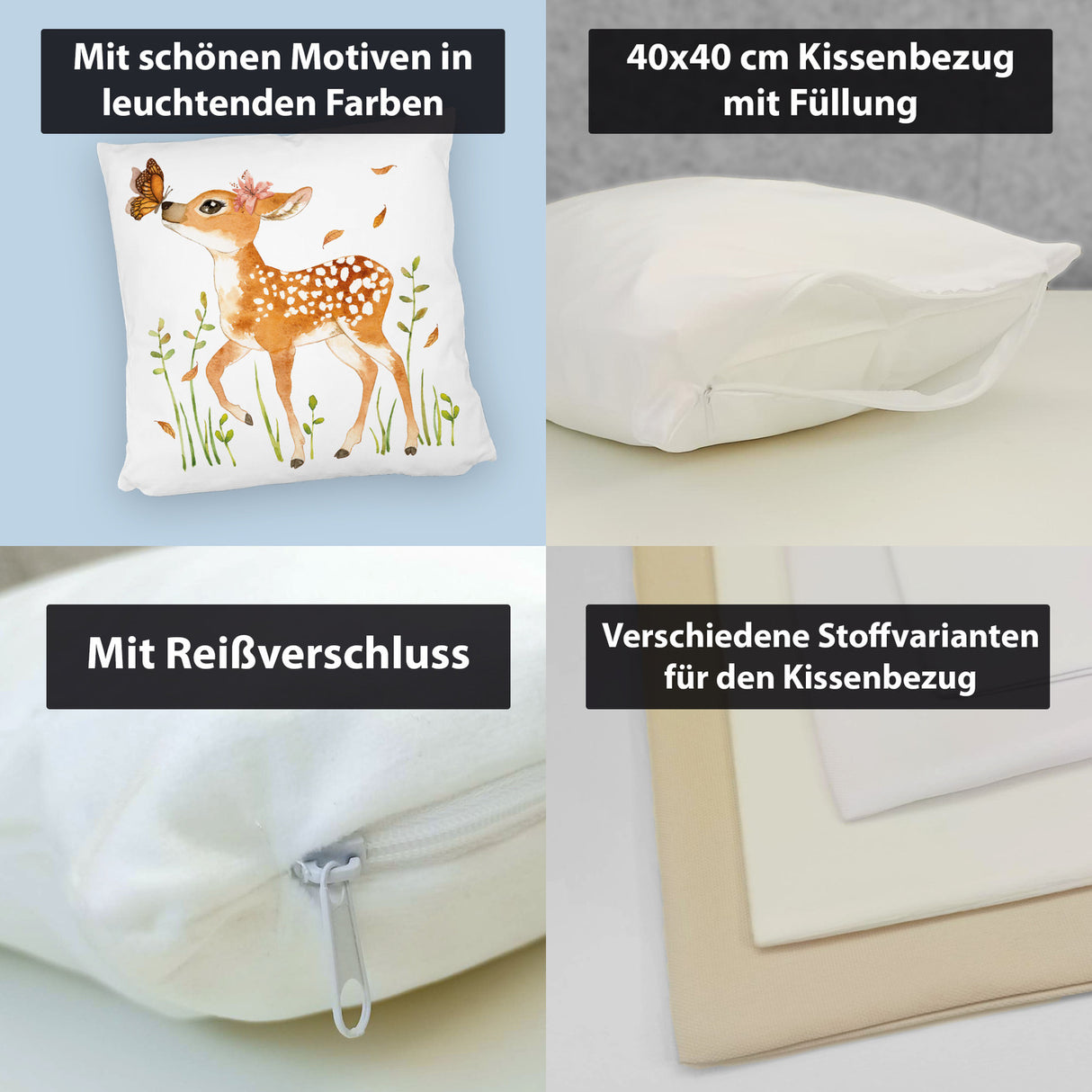 Reh Kissen im Aquarell Stil