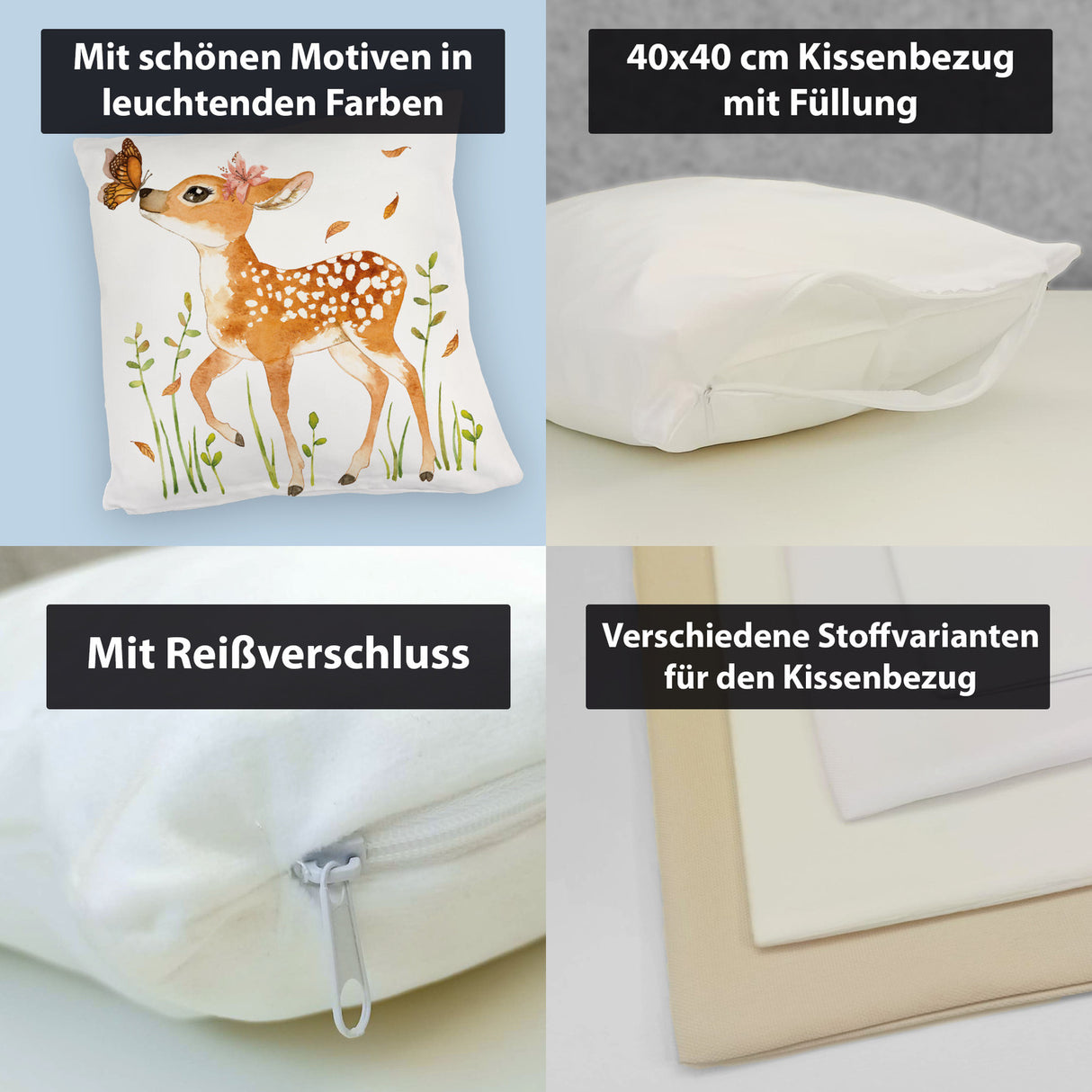 Reh Kissen im Aquarell Stil