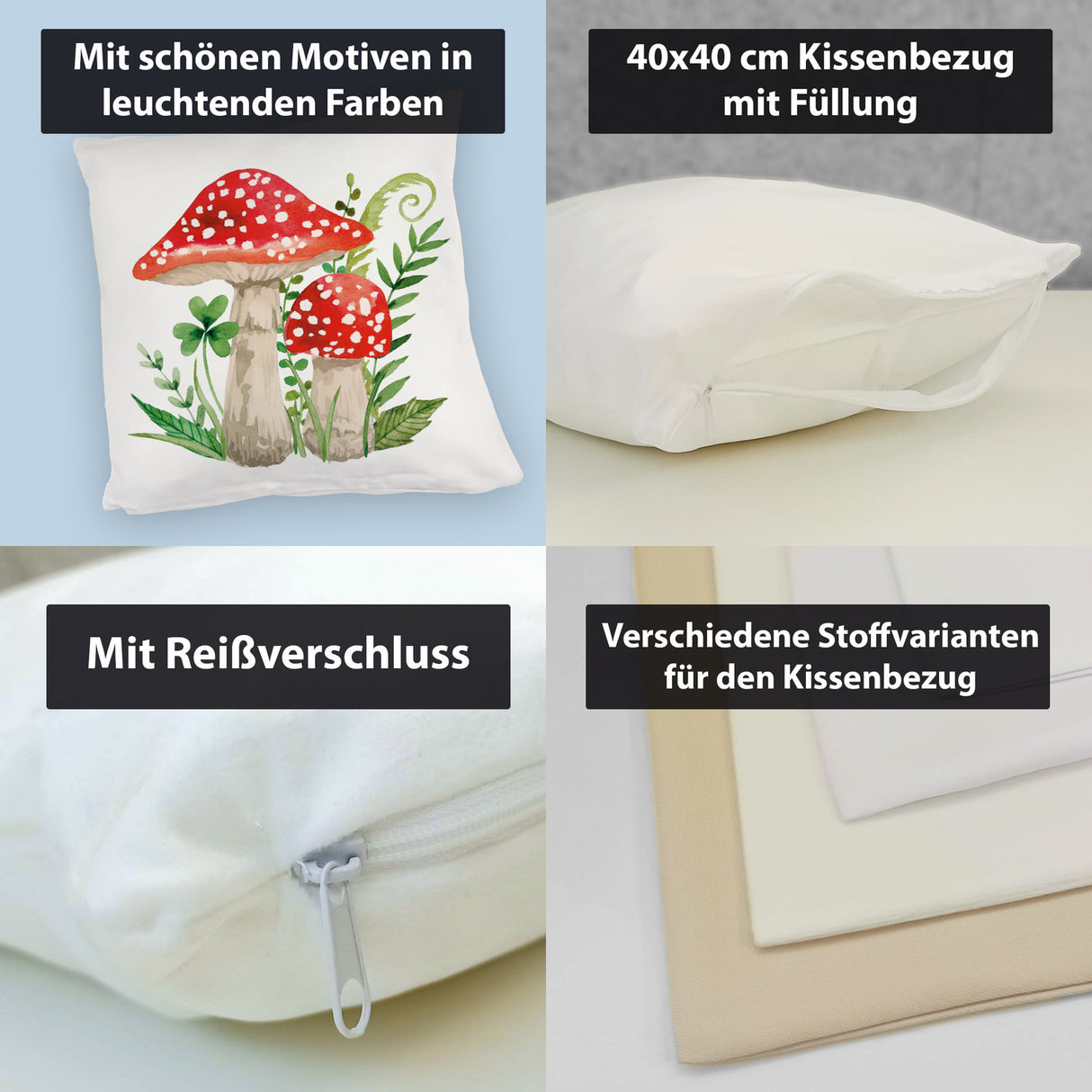Fliegenpilz Kissen im Aquarell Stil