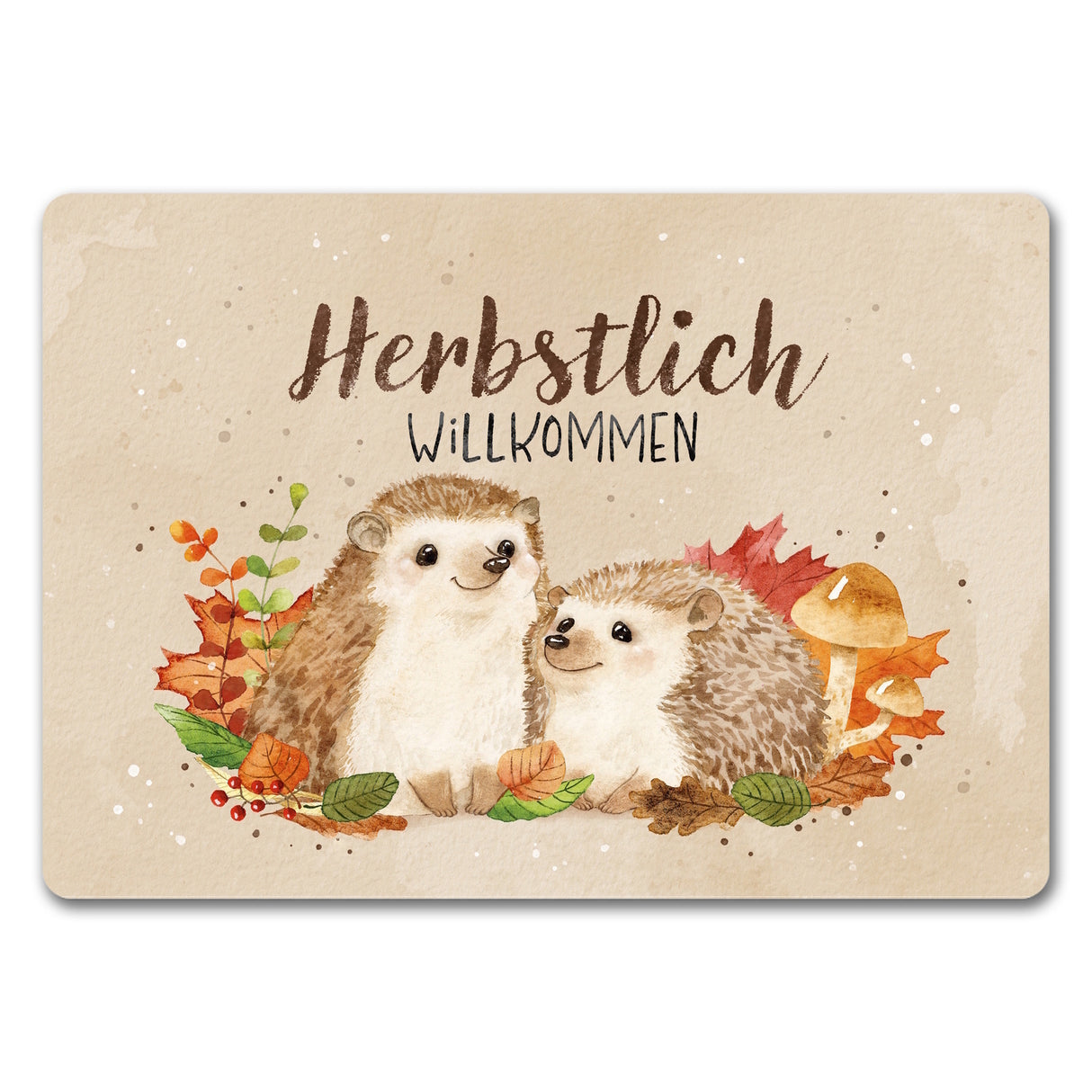 Igel Paar Fußmatte in 35x50 cm mit Spruch Herbstlich Willkommen