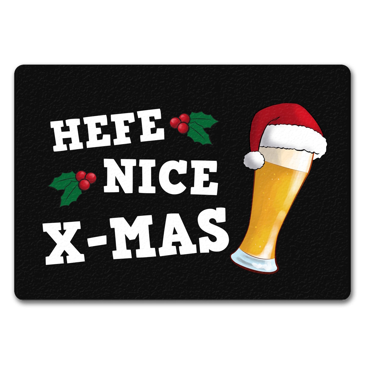 Bier mit Weihnachtsmütze Fußmatte in 35x50 cm mit Spruch Hefe nice X-mas