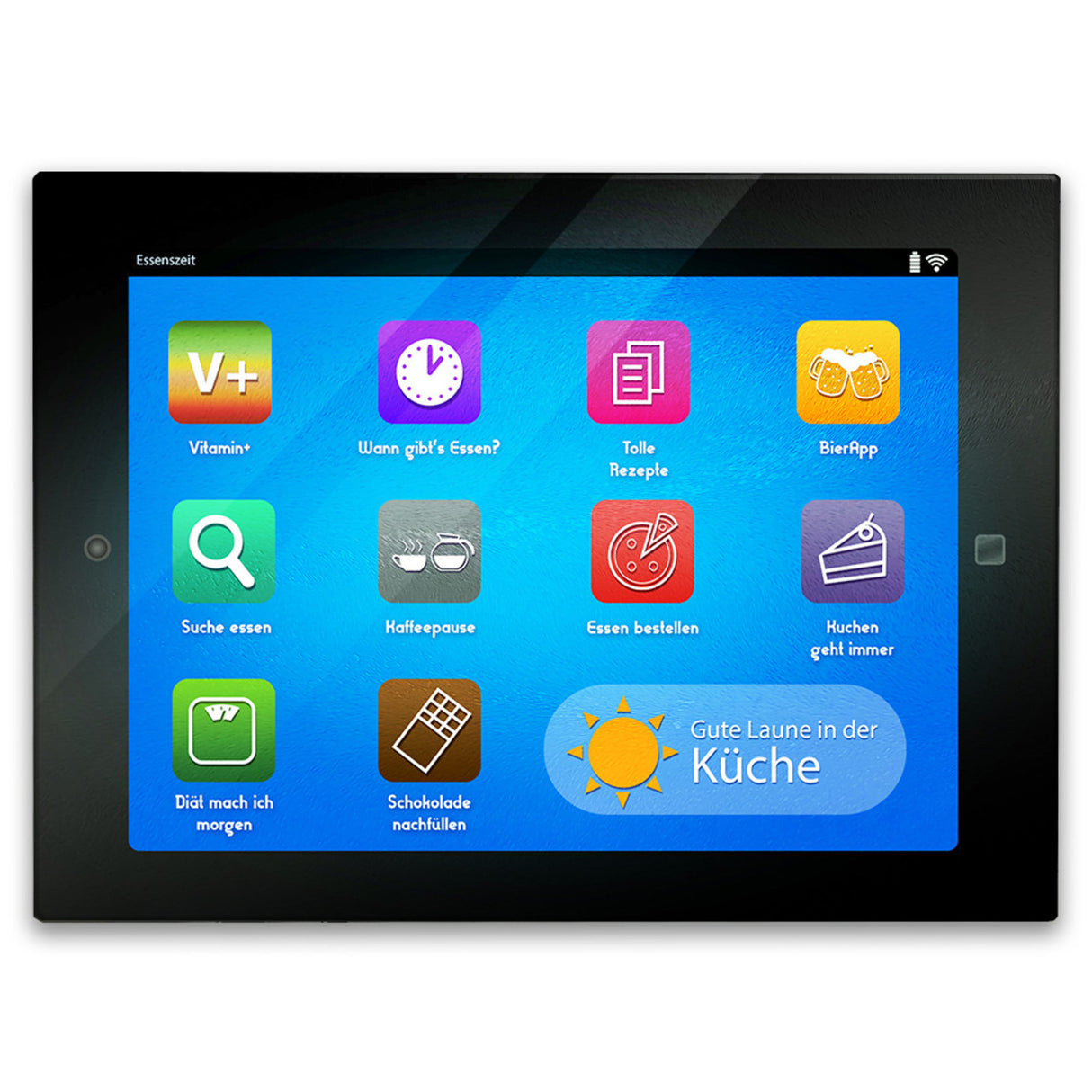 Tablet Schneidebrett aus Glas mit verschiedenen Apps