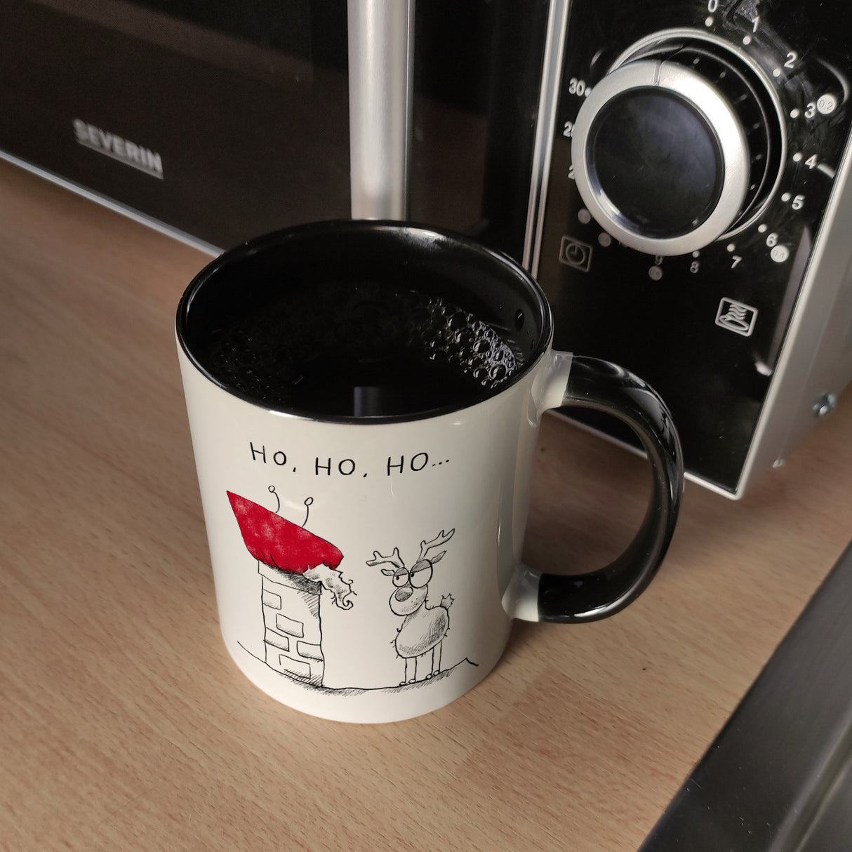 Weihnachtsmann am Naschen Kaffeebecher mit Spruch Erwischt