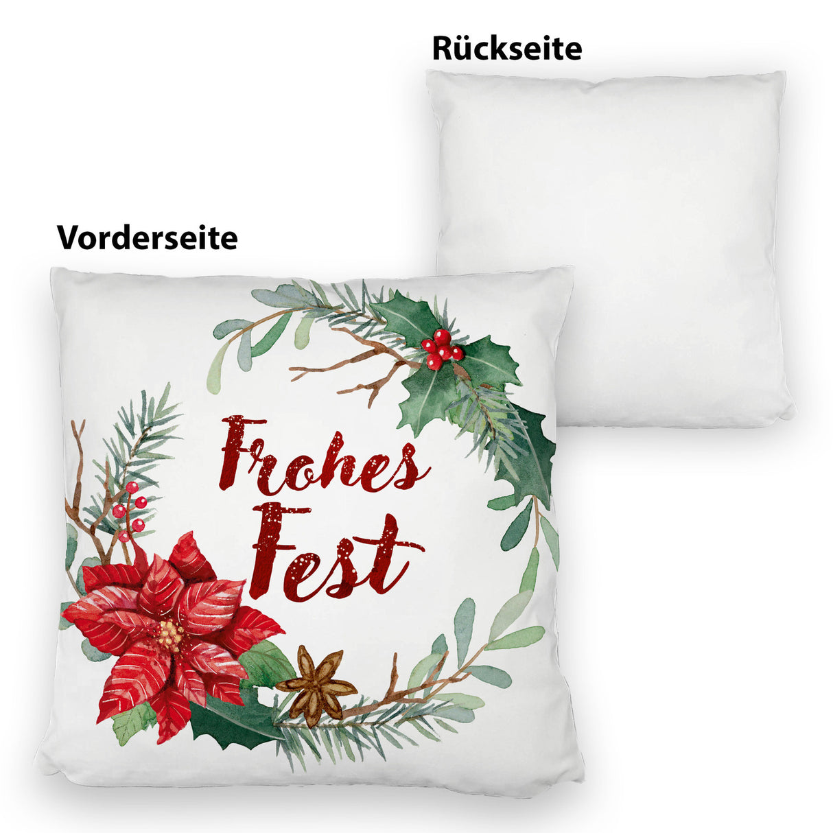 Frohes Fest Weihnachtskranz Kissen