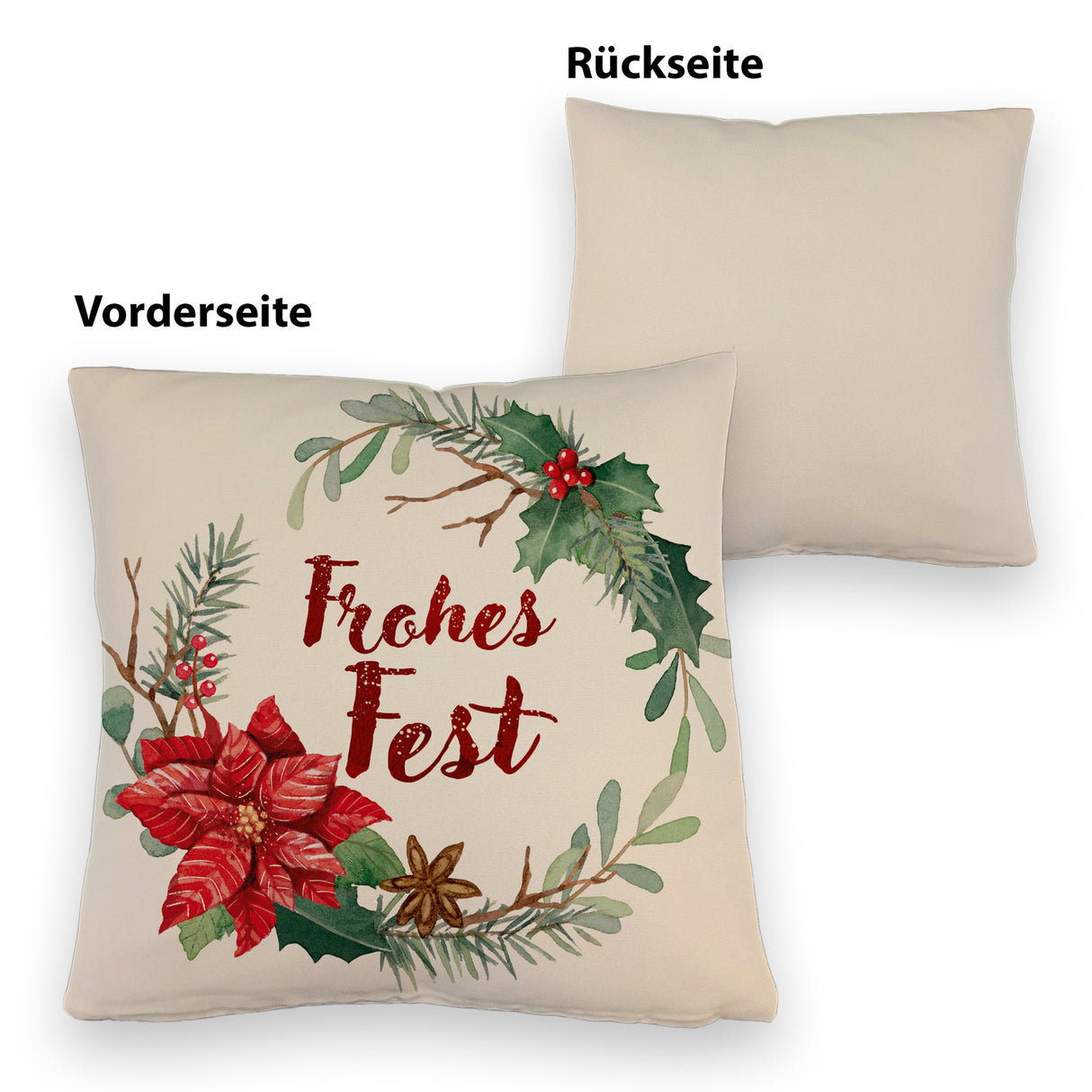 Frohes Fest Weihnachtskranz Kissen