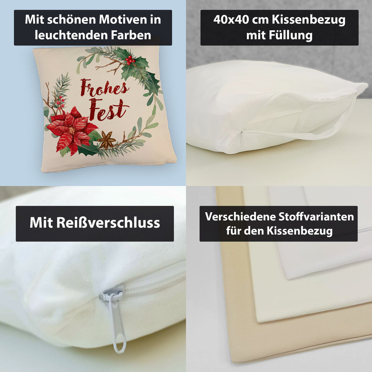 Frohes Fest Weihnachtskranz Kissen