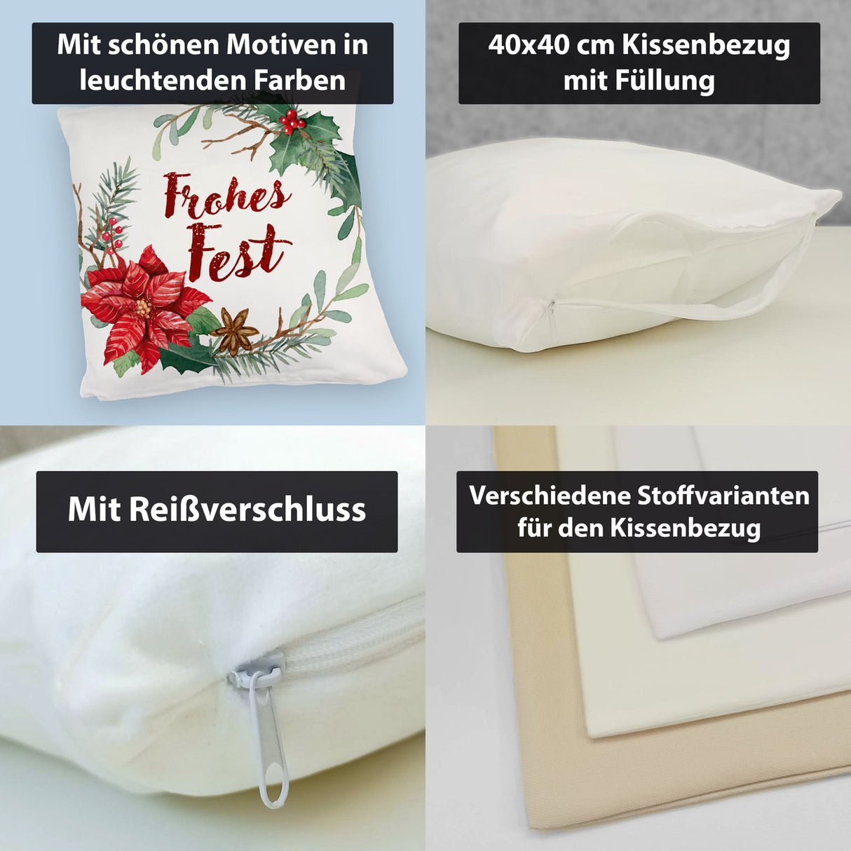 Frohes Fest Weihnachtskranz Kissen