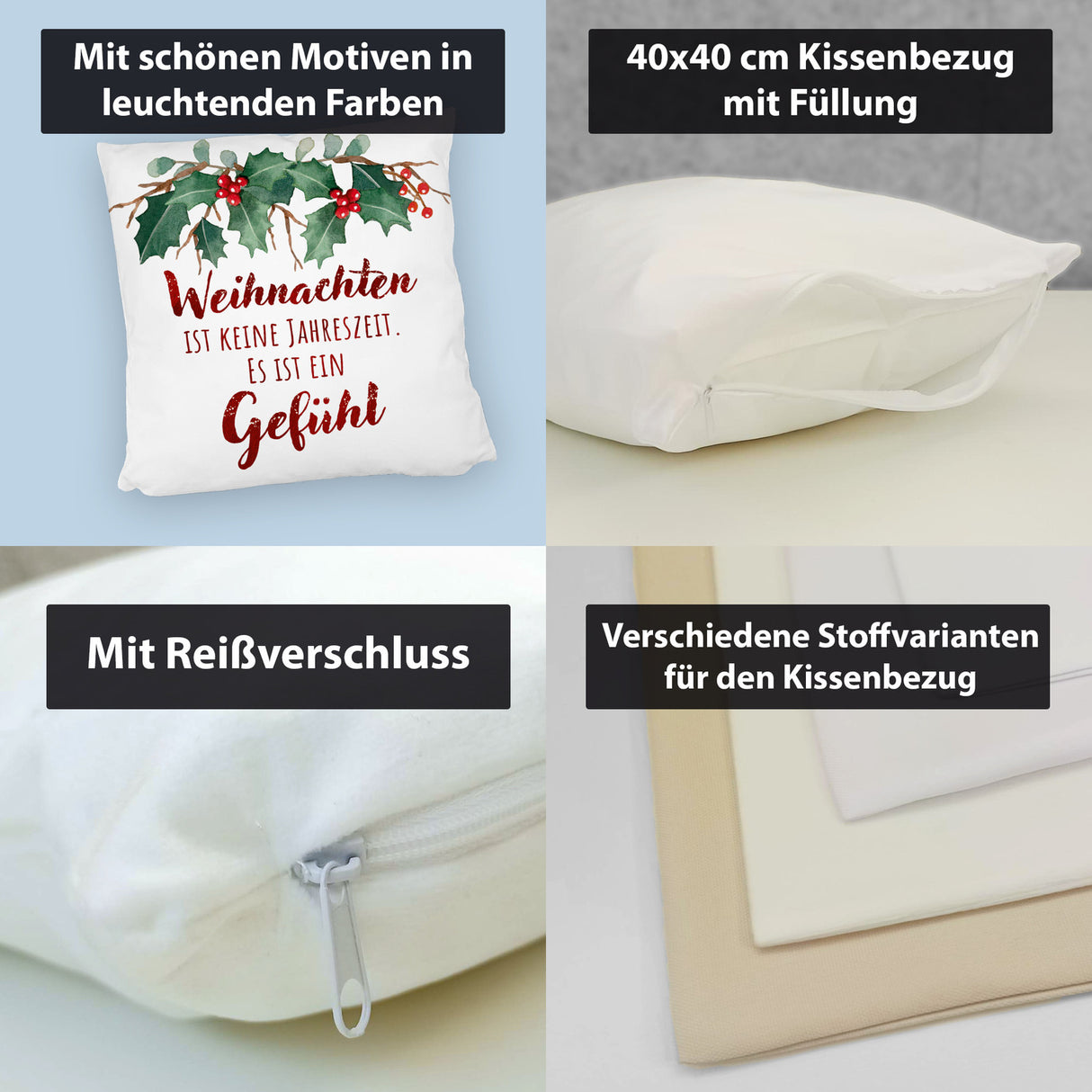 Weihnachten ist ein Gefühl Kissen mit Spruch