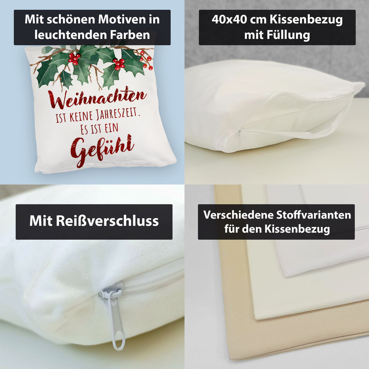 Weihnachten ist ein Gefühl Kissen mit Spruch
