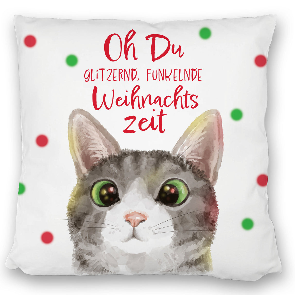 Oh Du glitzernd funkelnde Weihnachtszeit Katze Kissen