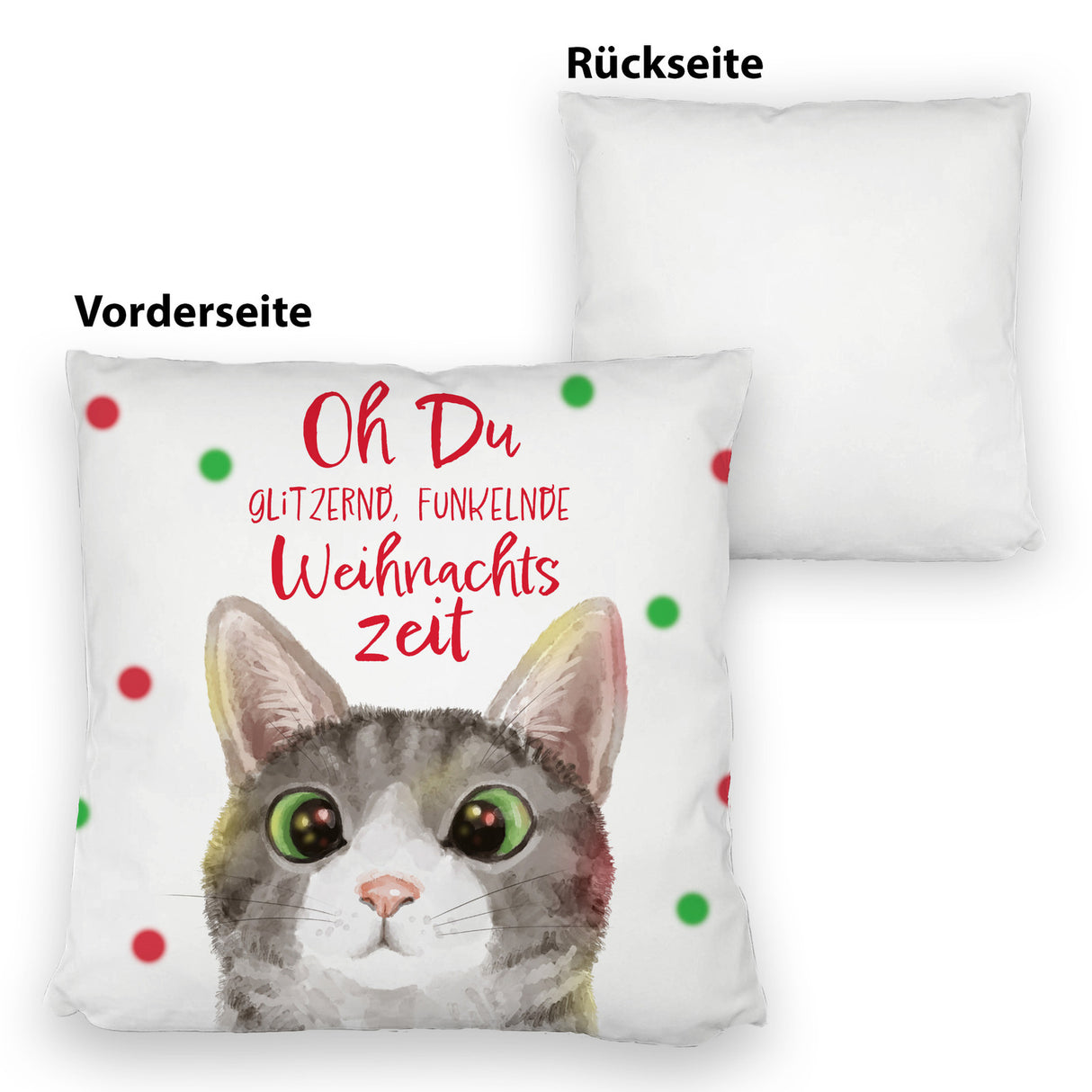 Oh Du glitzernd funkelnde Weihnachtszeit Katze Kissen