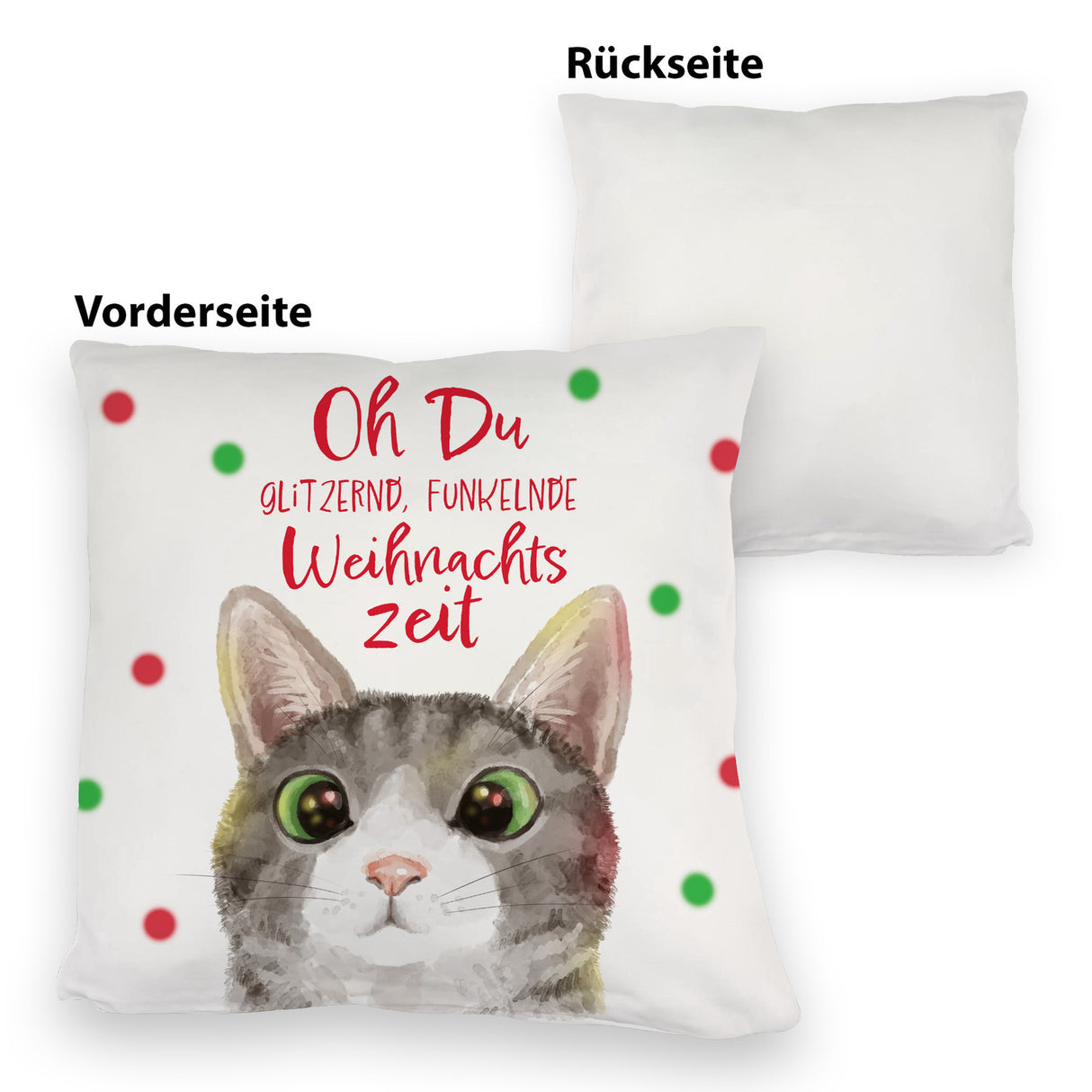 Oh Du glitzernd funkelnde Weihnachtszeit Katze Kissen