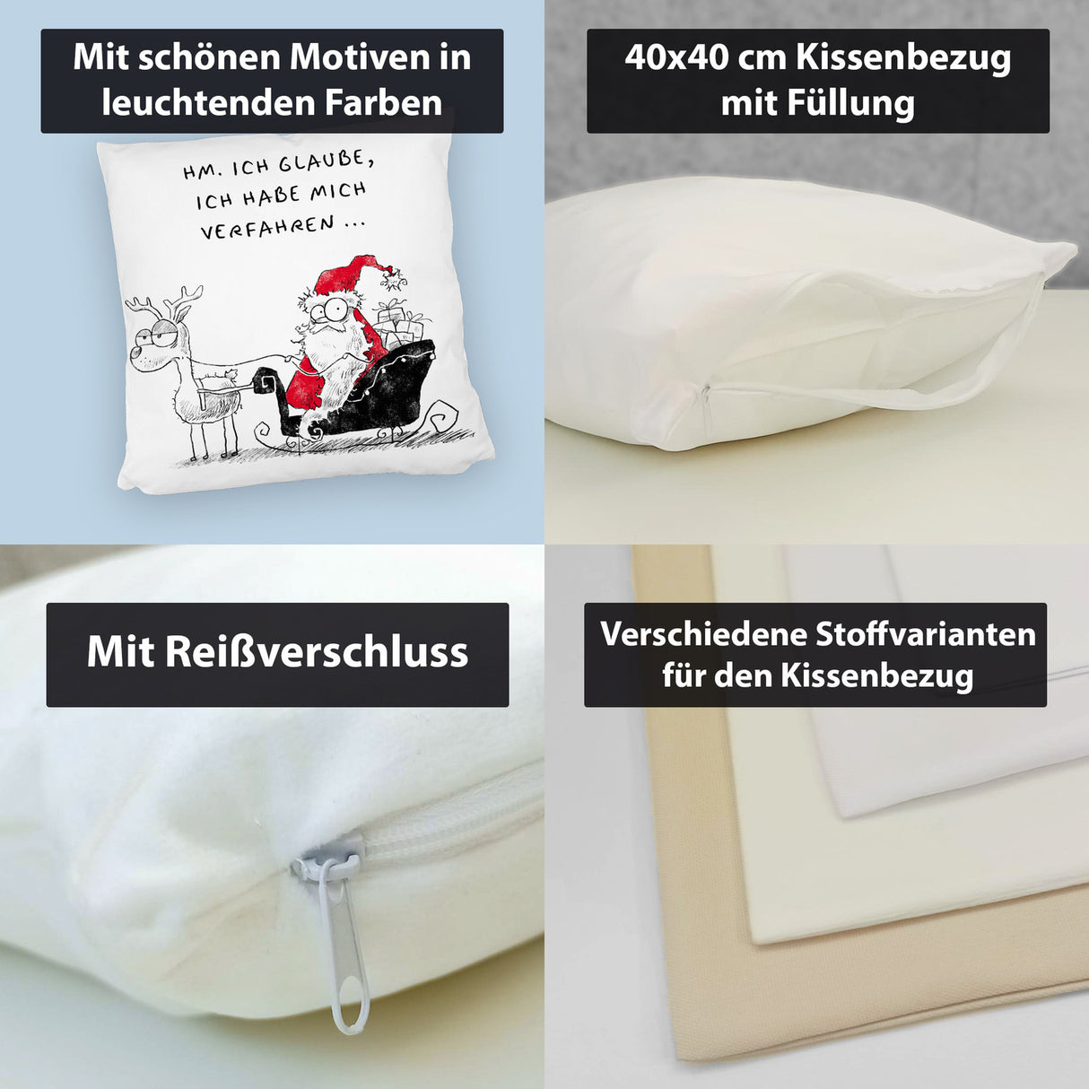 Weihnachtsmann am Naschen Kissen mit Spruch Erwischt