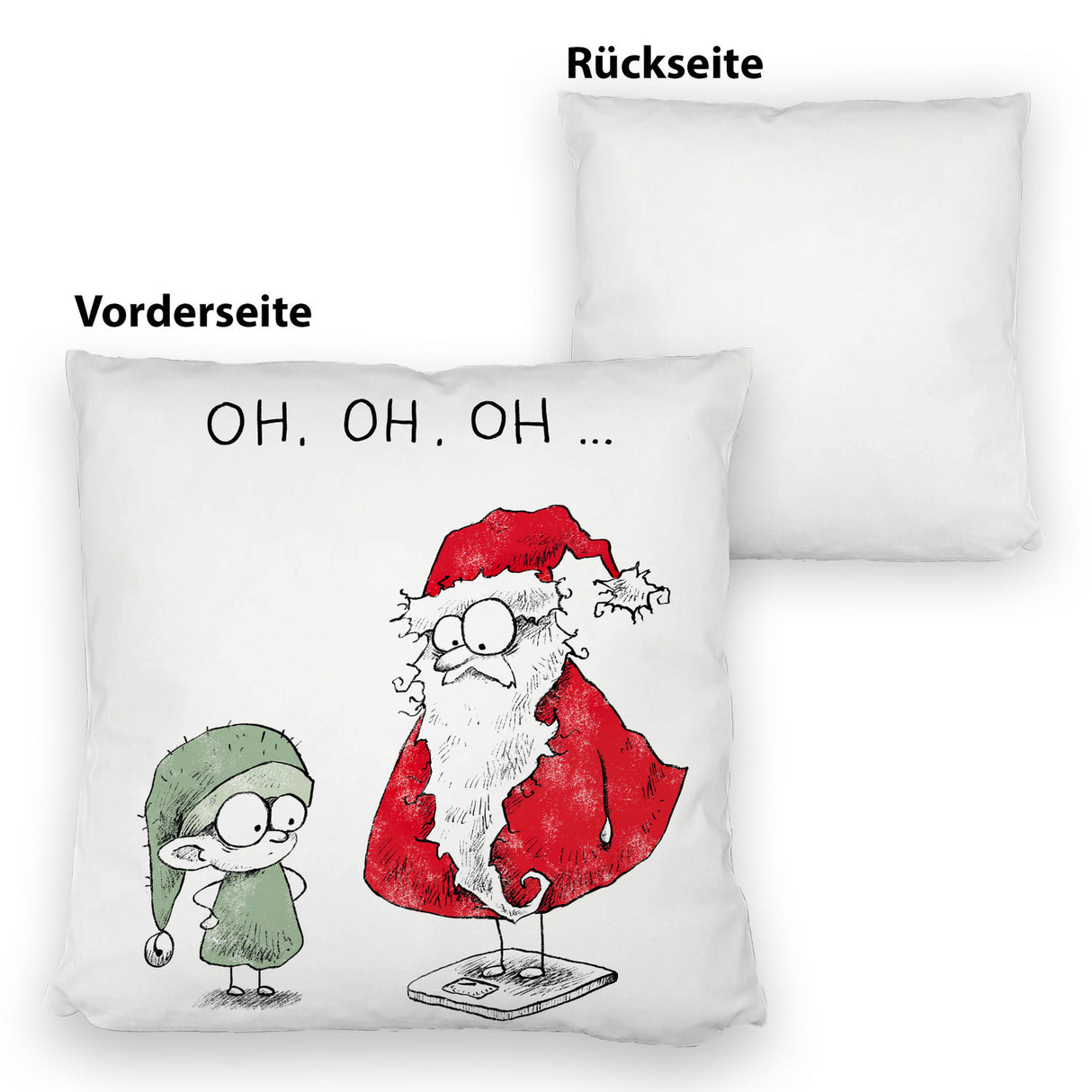 Weihnachtsmann am Naschen Kissen mit Spruch Erwischt