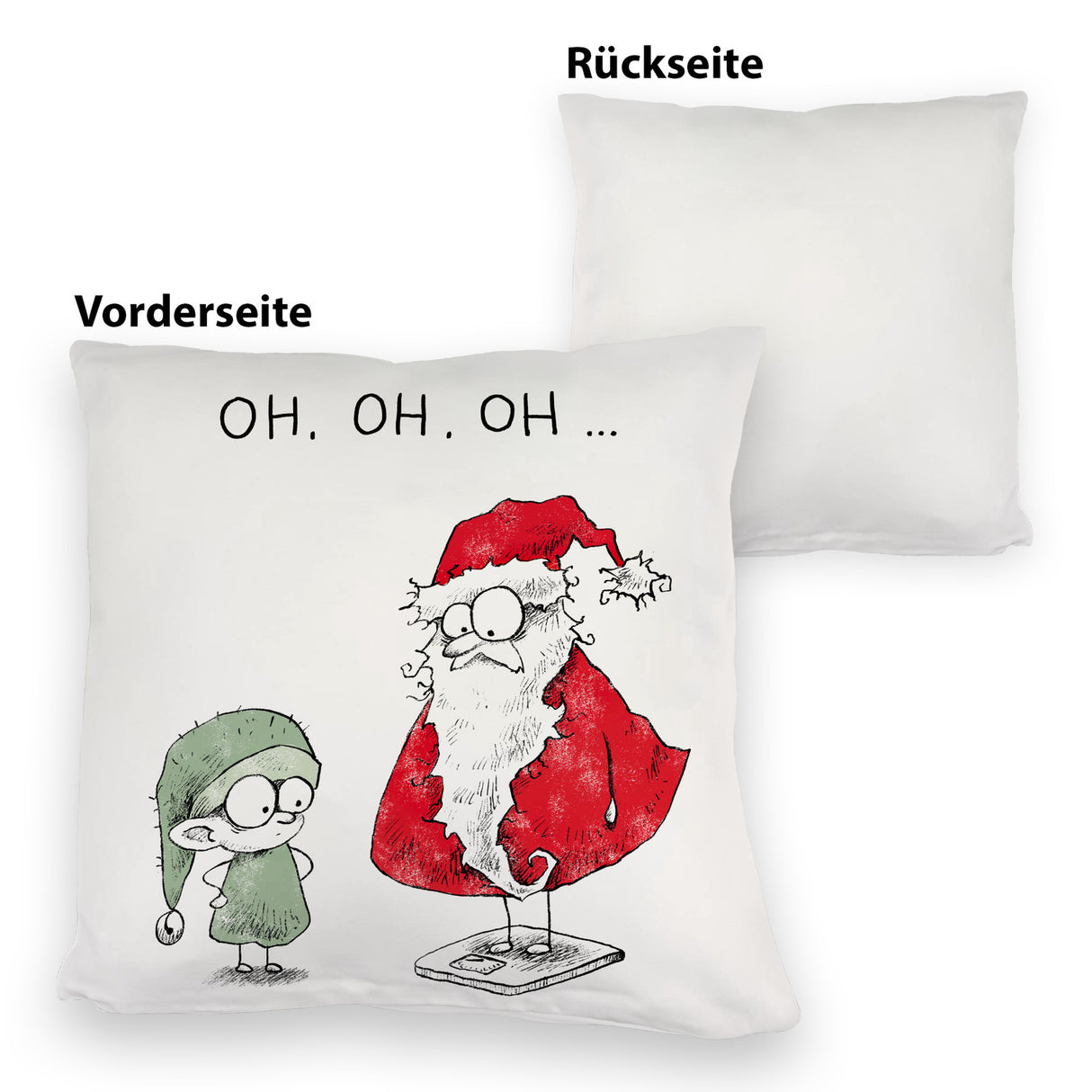 Weihnachtsmann am Naschen Kissen mit Spruch Erwischt