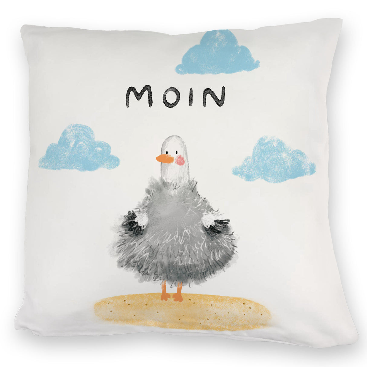 Möwe Kissen mit Spruch Moin