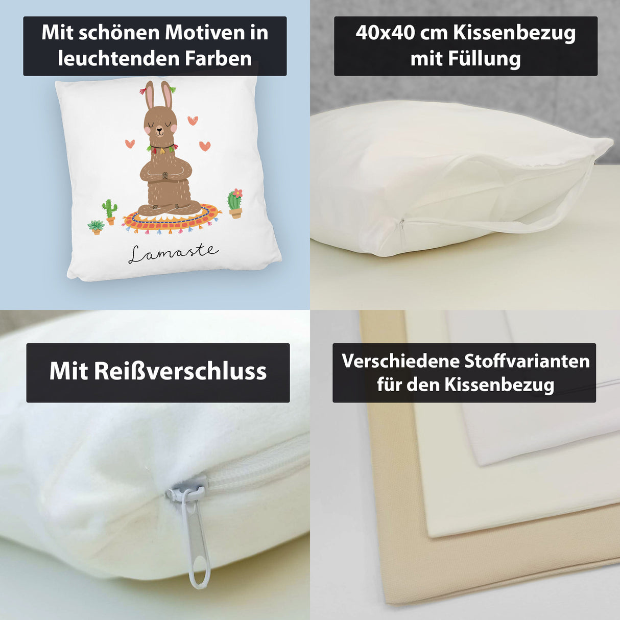 Lama Kissen mit Spruch Lamaste