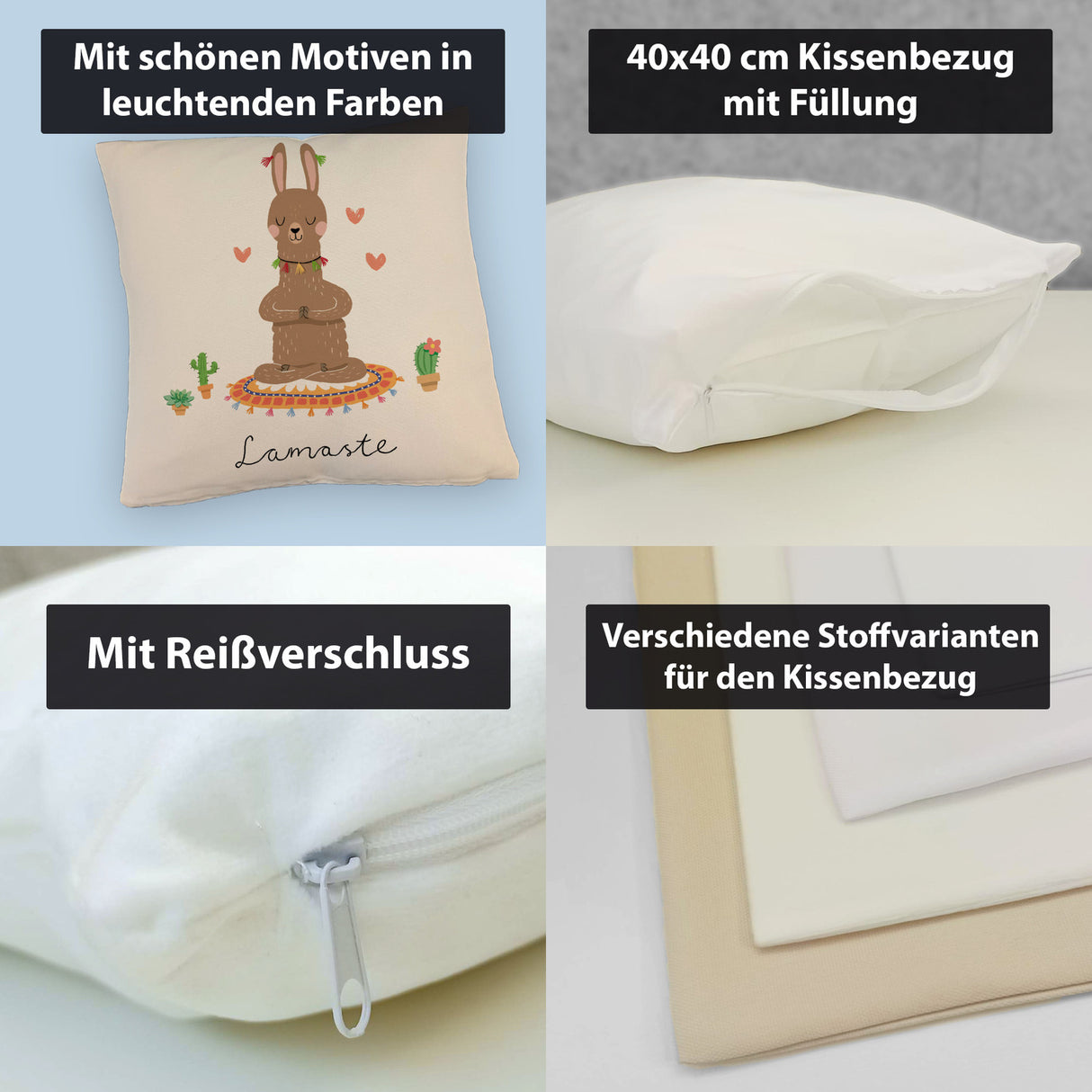 Lama Kissen mit Spruch Lamaste