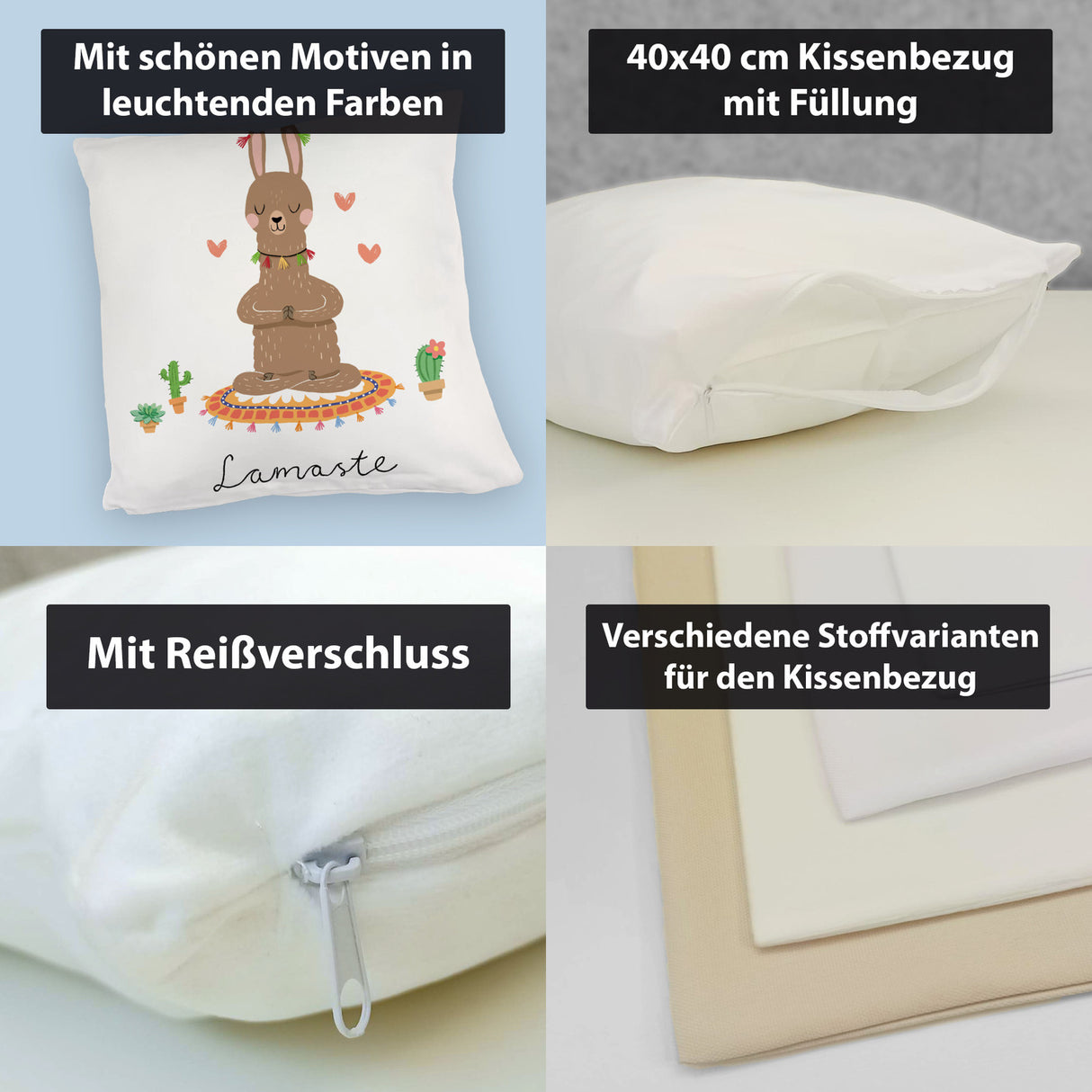 Lama Kissen mit Spruch Lamaste
