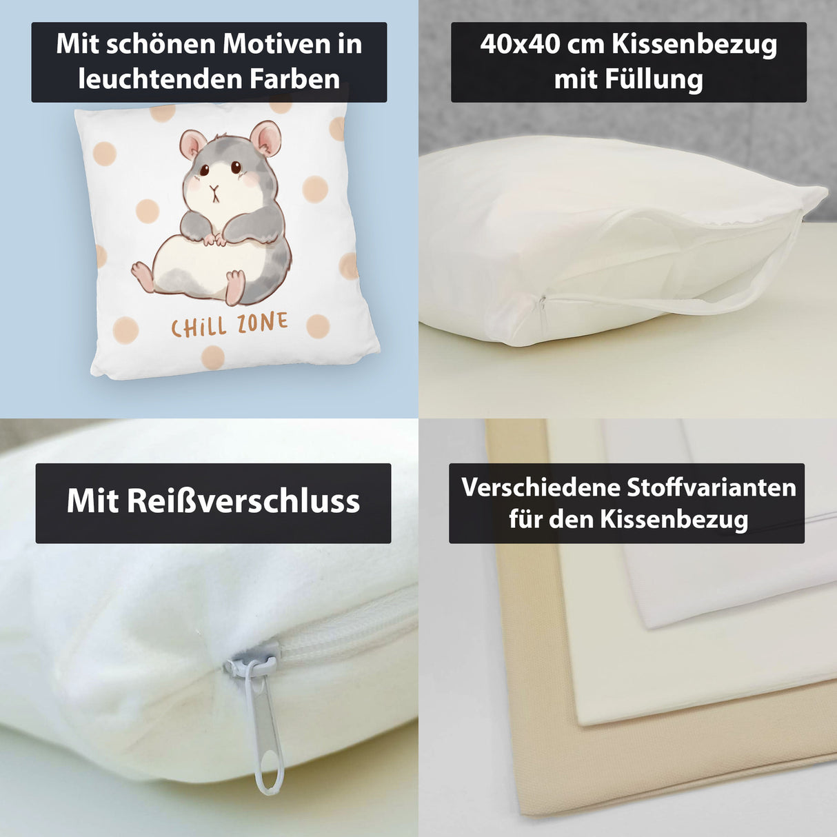 Hamster Kissen mit Spruch Chill Zone