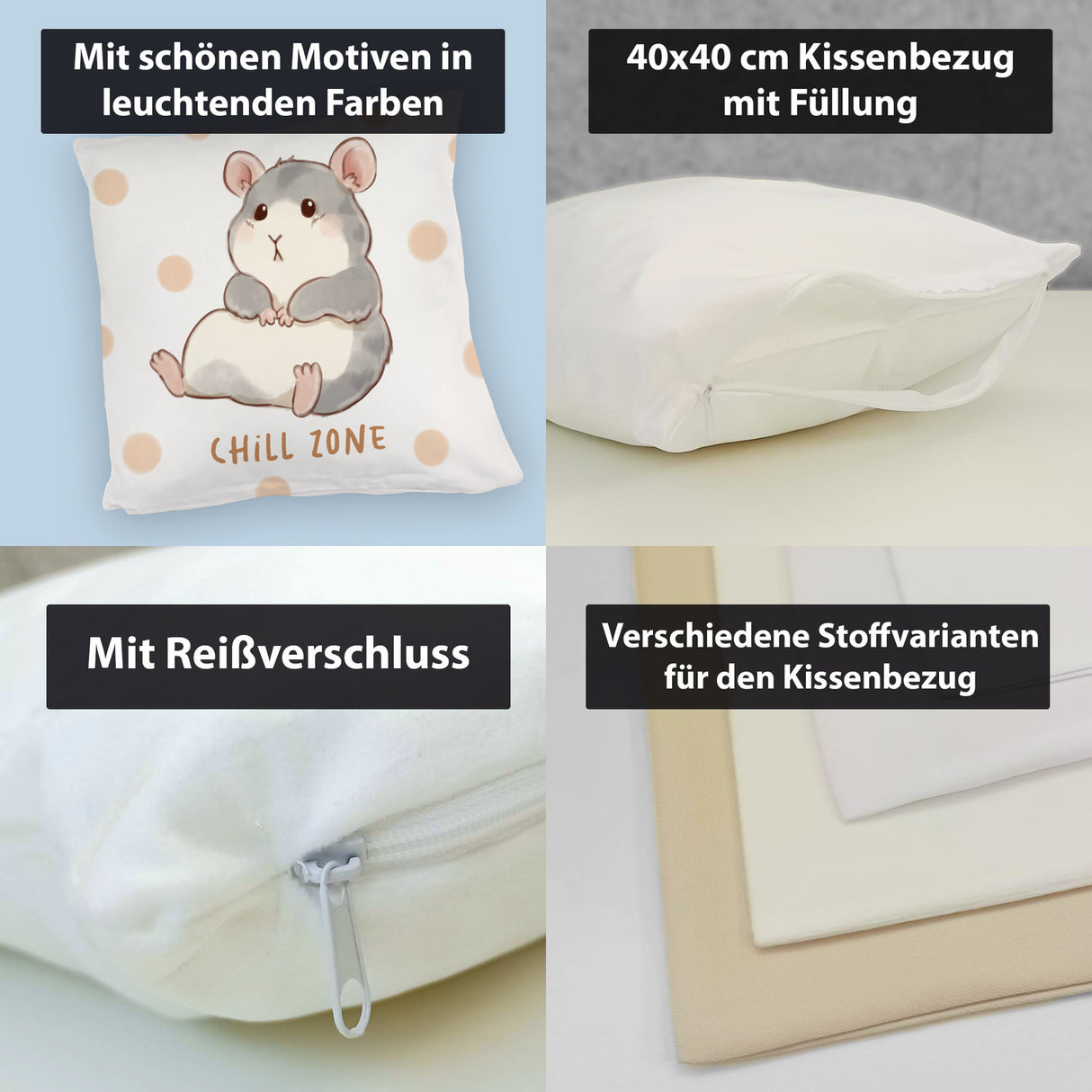 Hamster Kissen mit Spruch Chill Zone