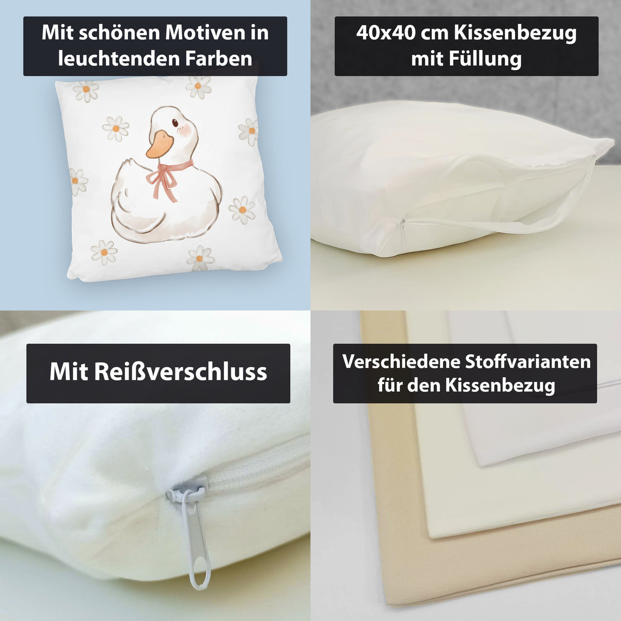 Ente mit Blumen Kissen