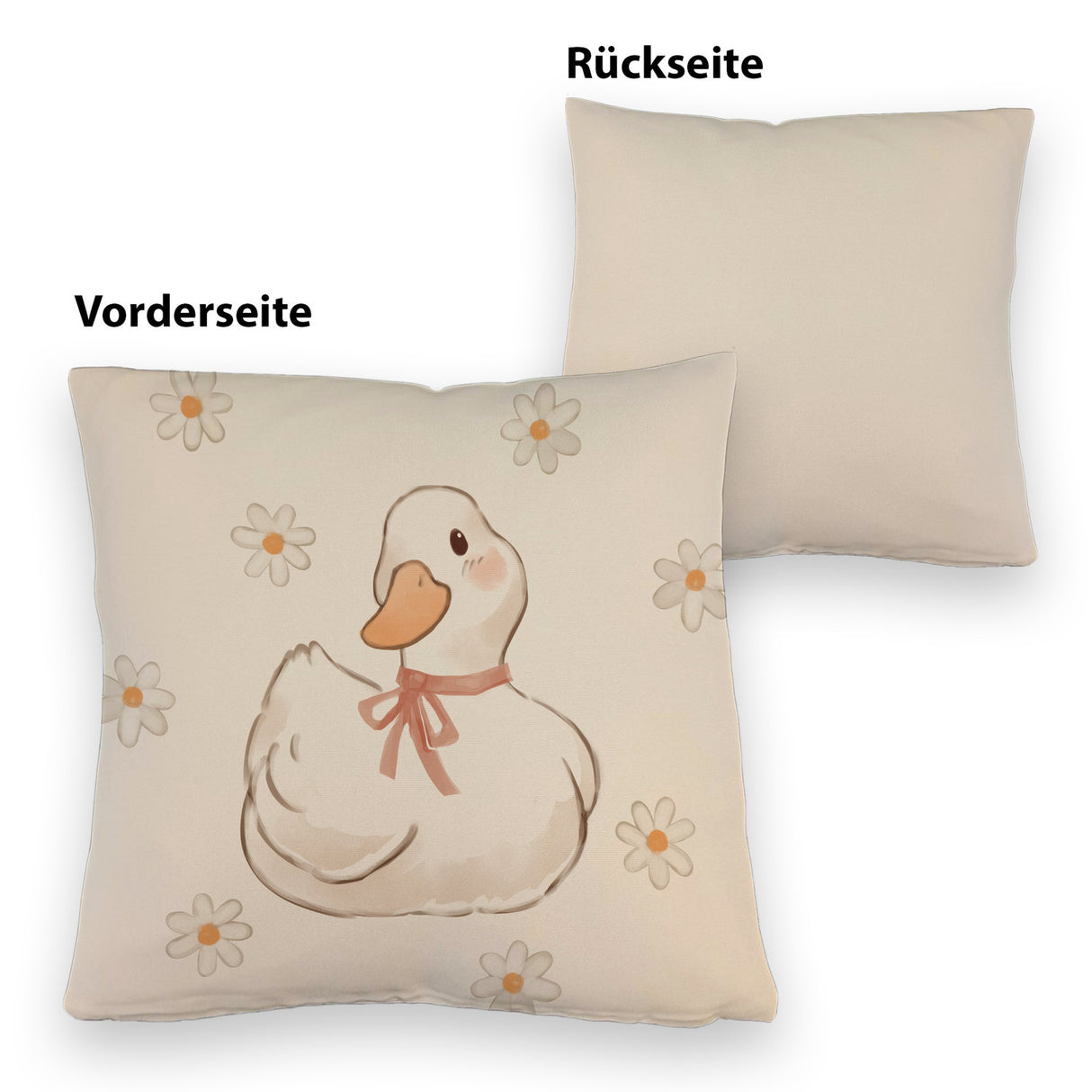 Ente mit Blumen Kissen
