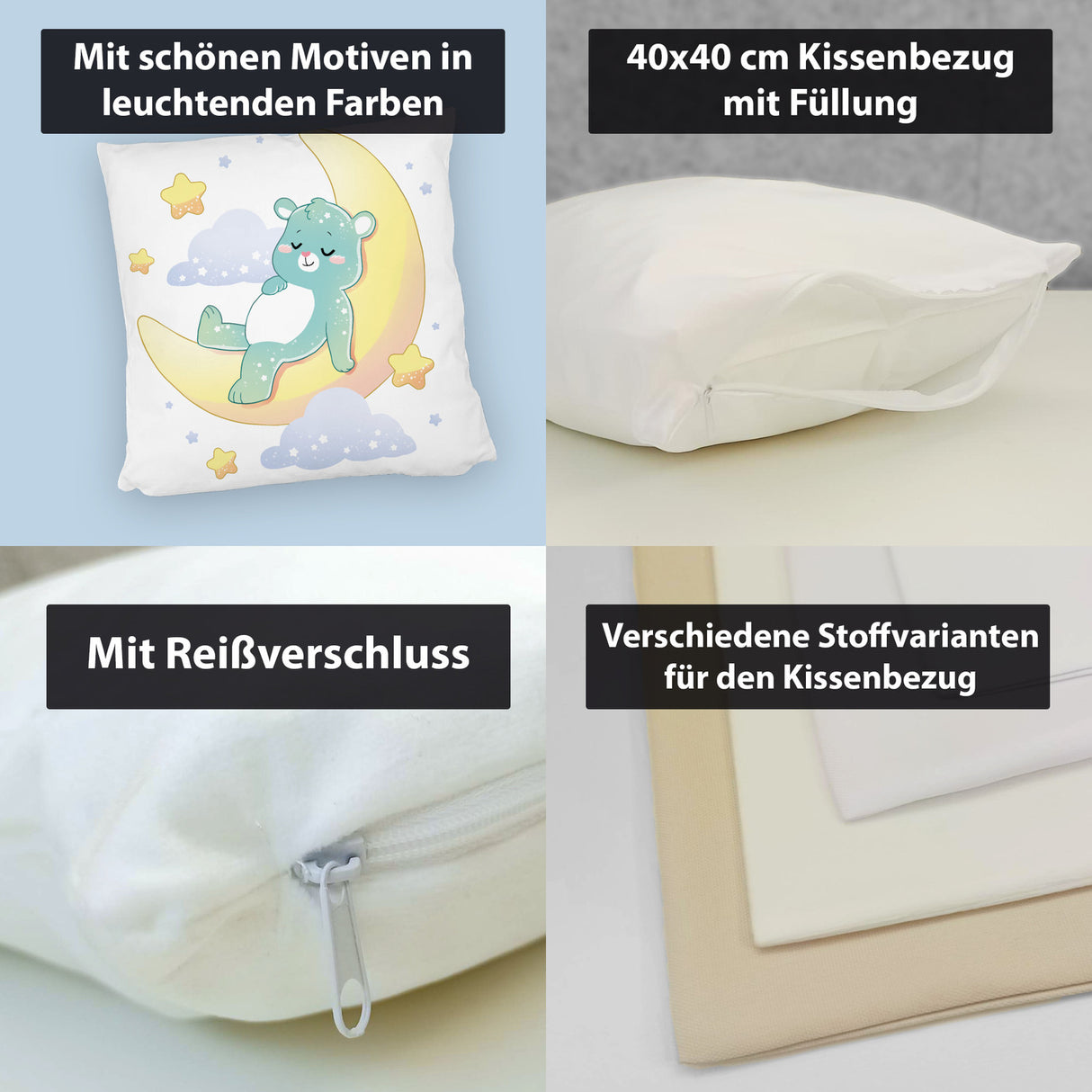 Schlafender Bär im Mond Kissen
