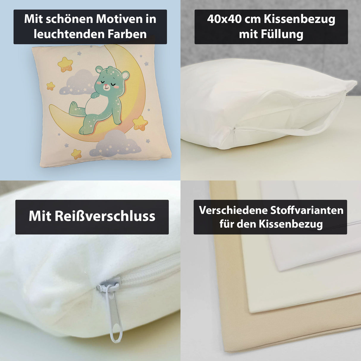 Schlafender Bär im Mond Kissen