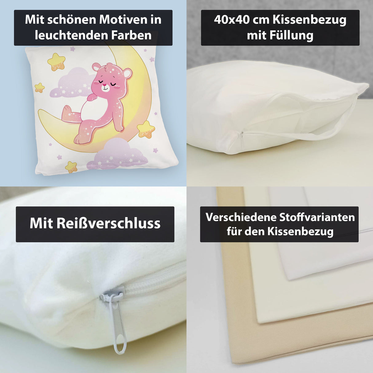 Schlafender Bär im Mond Kissen