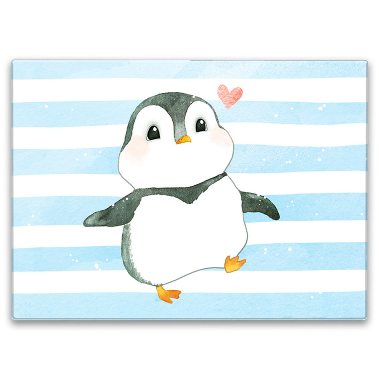 Pinguin im Aquarell-Still Schneidebrett aus Glas