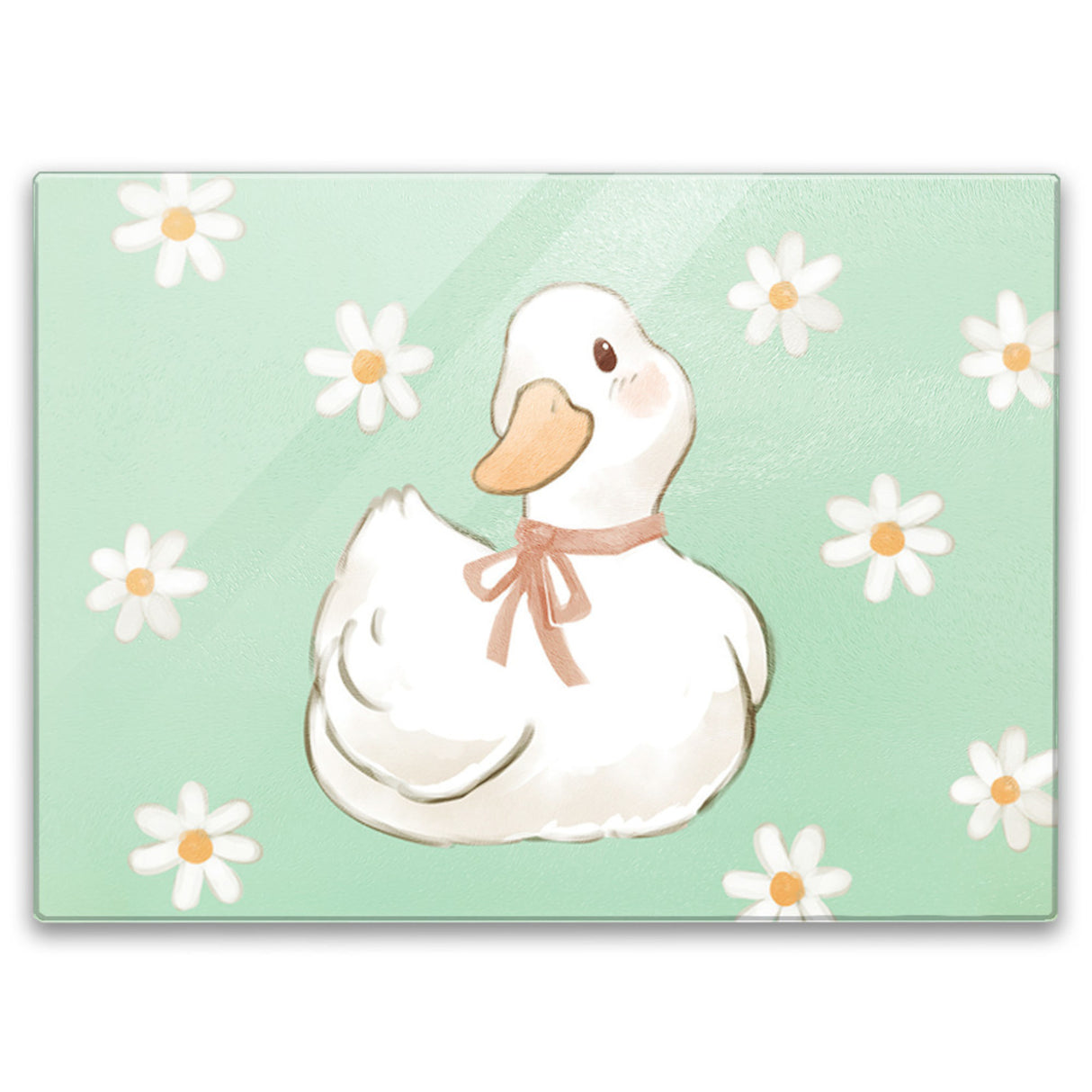 Ente mit Blumen Schneidebrett aus Glas