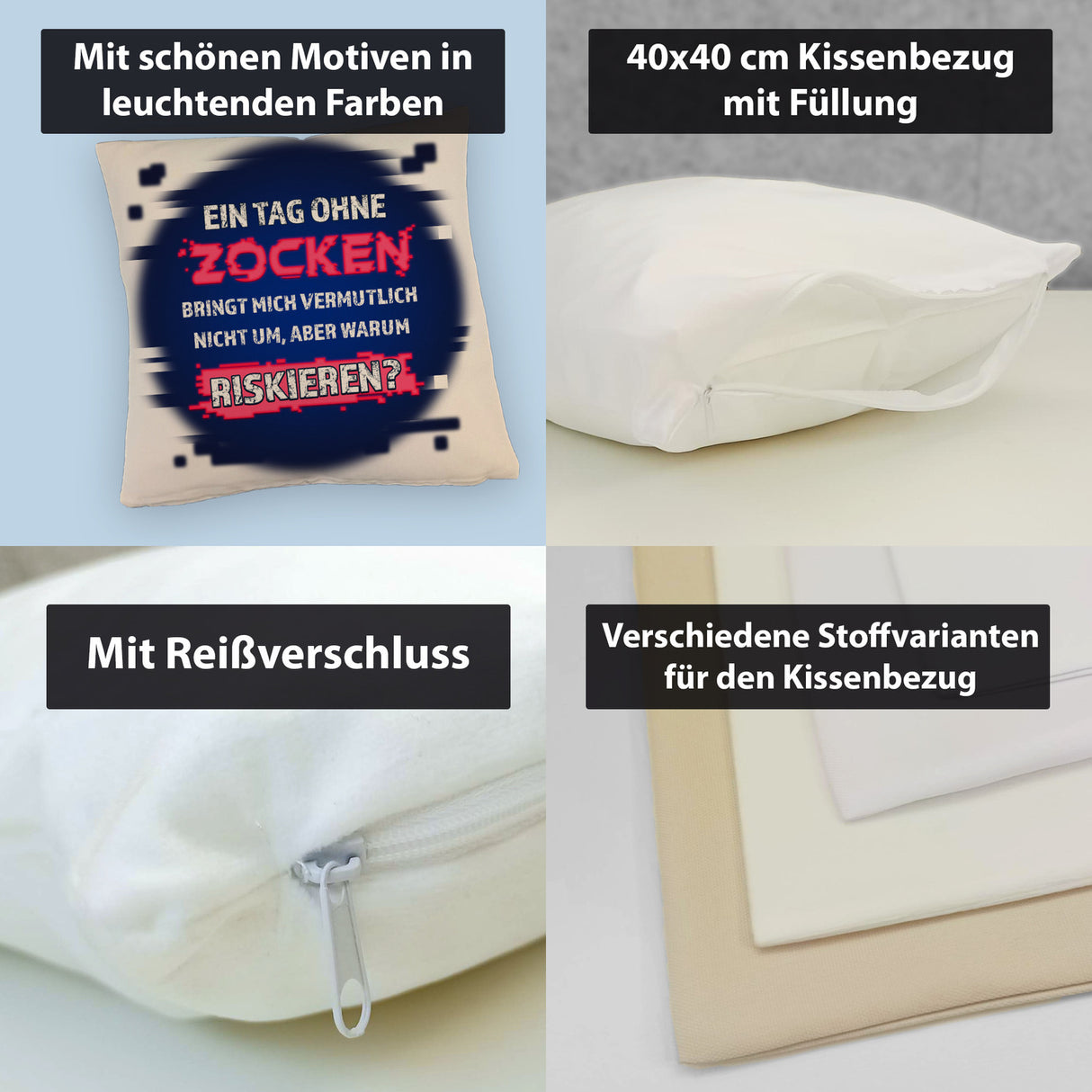Zocker Kissen mit Spruch Ein Tag ohne Zocken