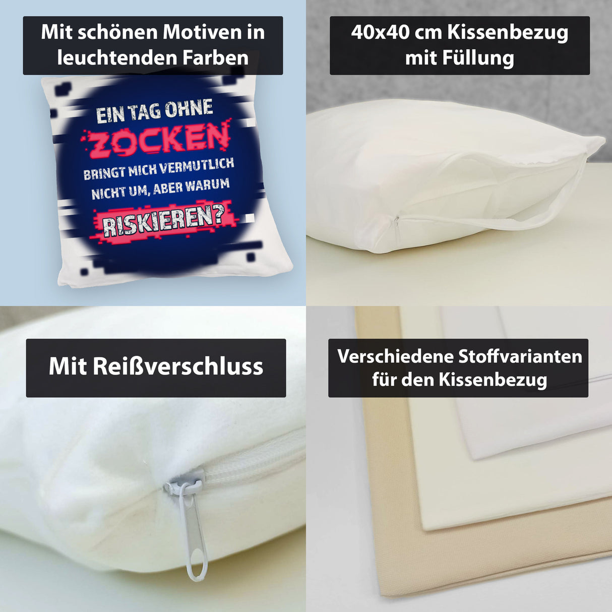 Zocker Kissen mit Spruch Ein Tag ohne Zocken