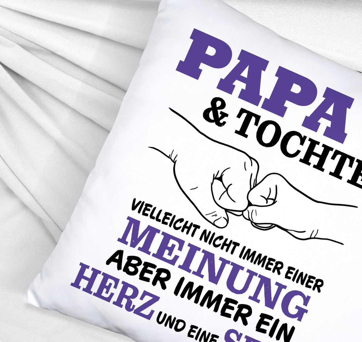 Papa & Tochter Kissen in lila mit Spruch Ein Herz und eine Seele