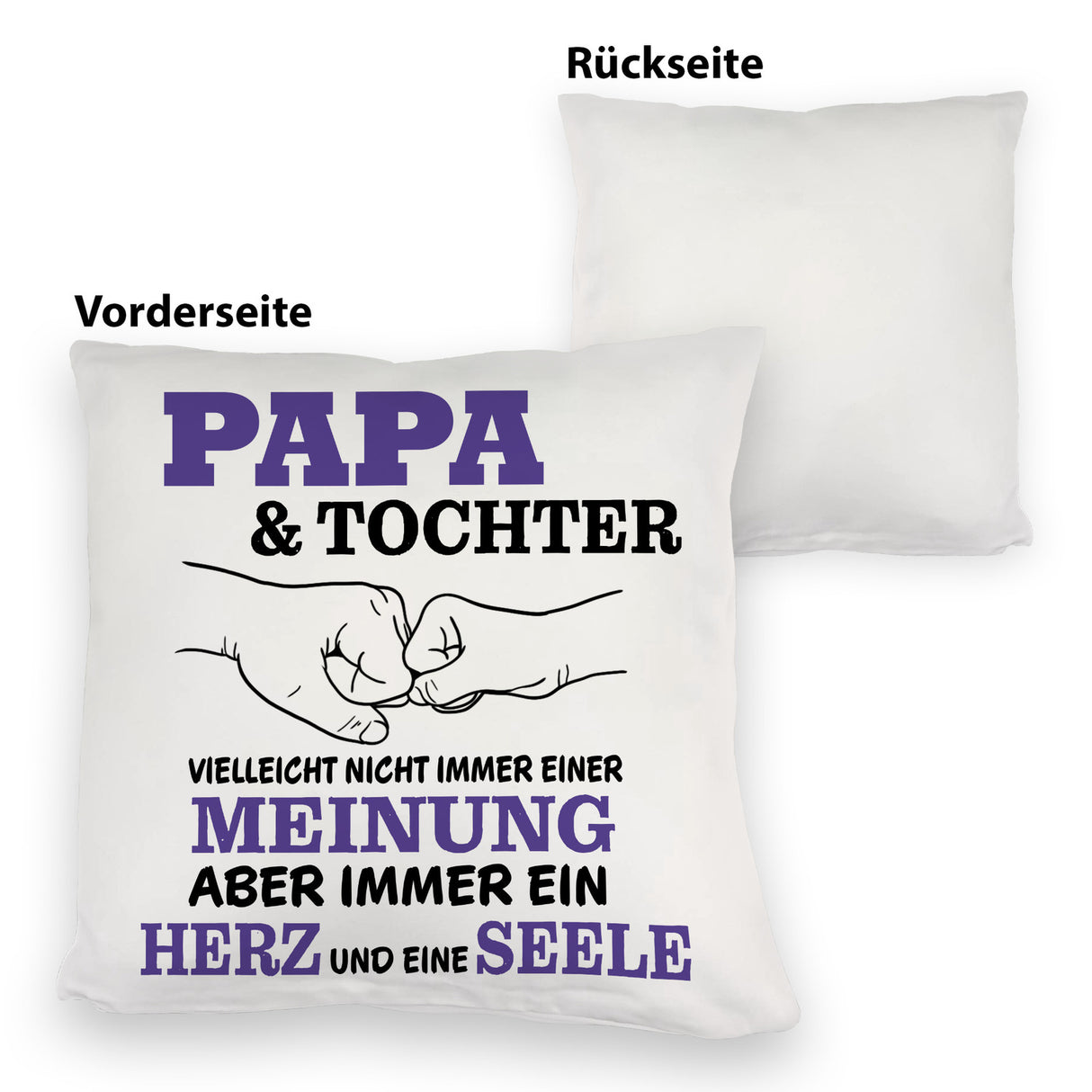 Papa & Tochter Kissen in lila mit Spruch Ein Herz und eine Seele