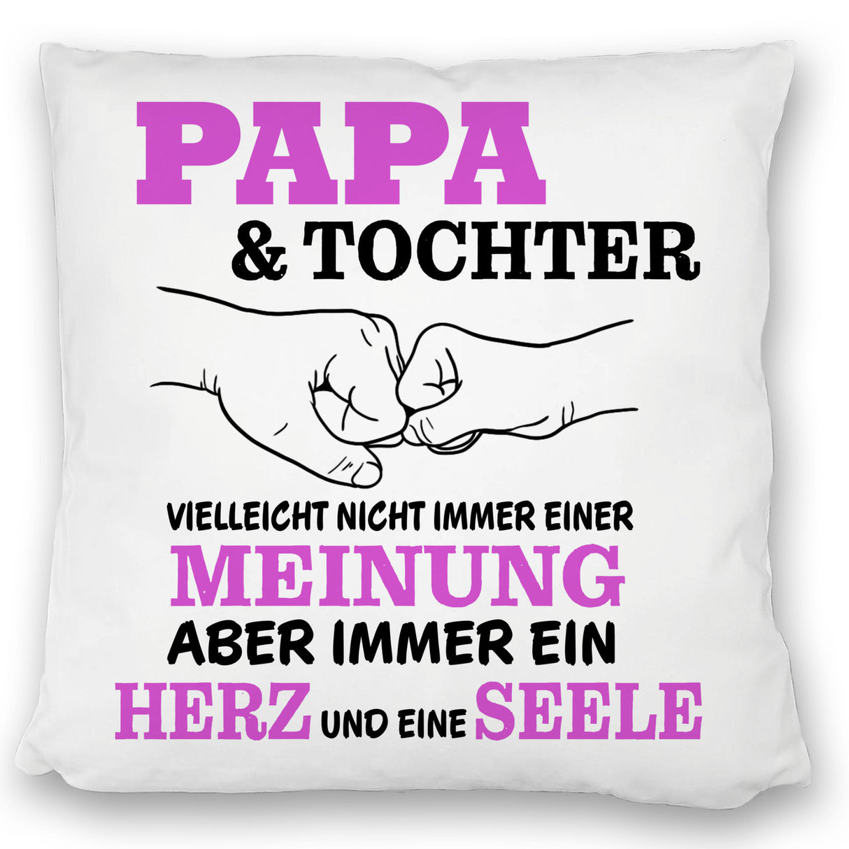 Papa & Tochter Kissen in lila mit Spruch Ein Herz und eine Seele
