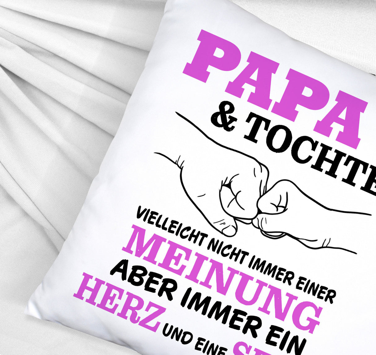 Papa & Tochter Kissen in lila mit Spruch Ein Herz und eine Seele